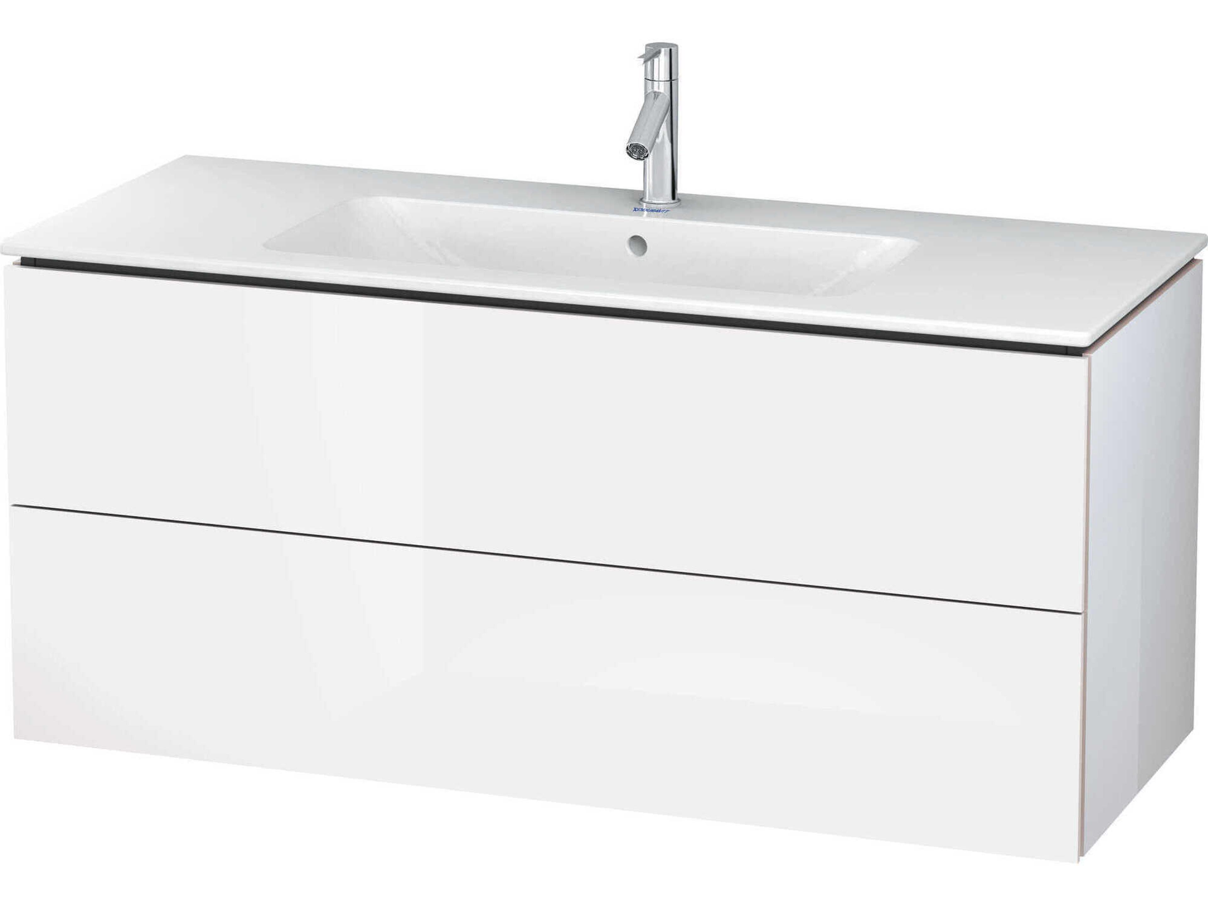 L-cube 48'' Two Drawer White High Gloss Wall-Mounted Vanity Unit