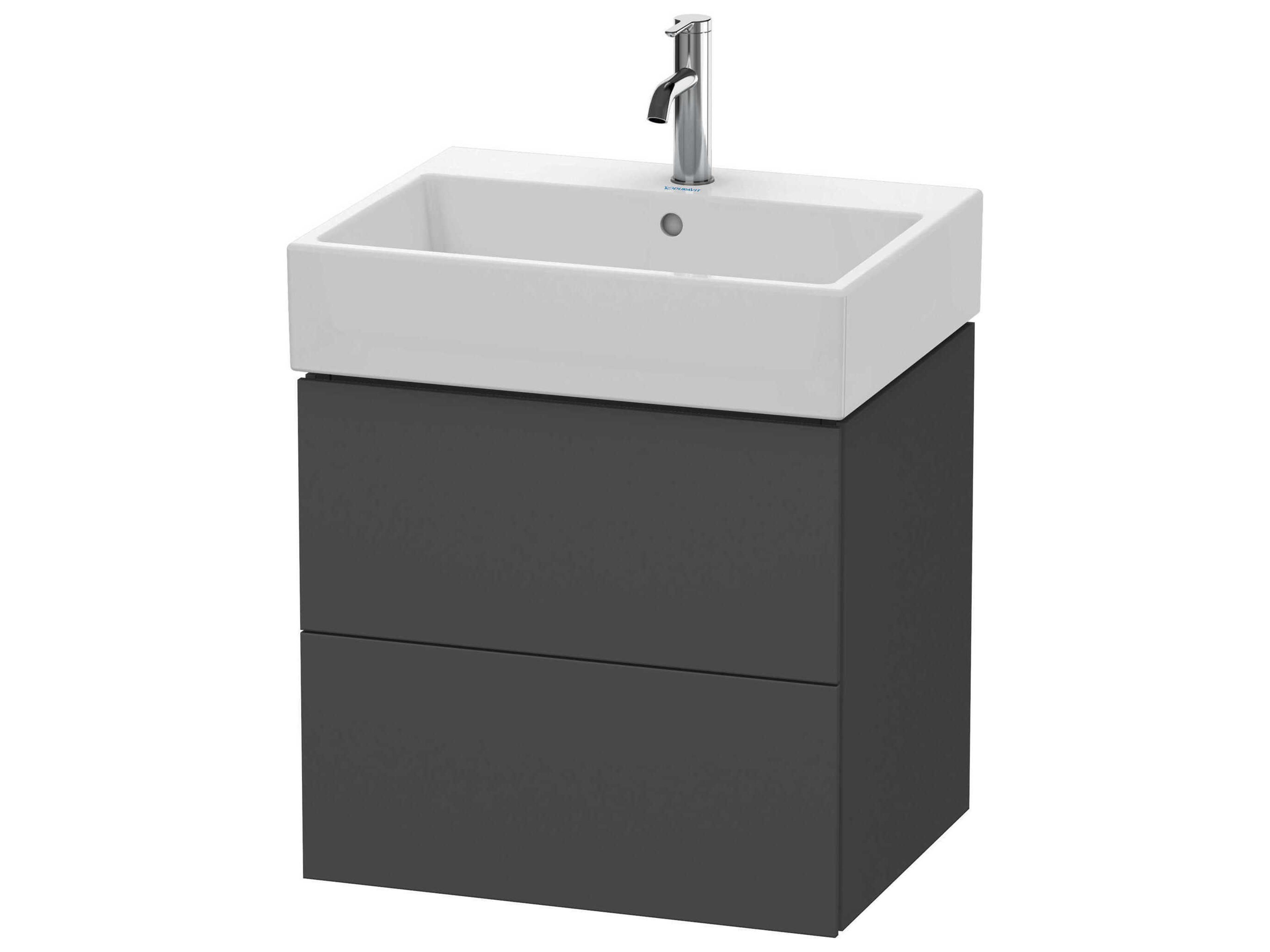 Duravit L-cube 23'' Two Drawer Graphite Matt Wall-Mounted Vanity Unit