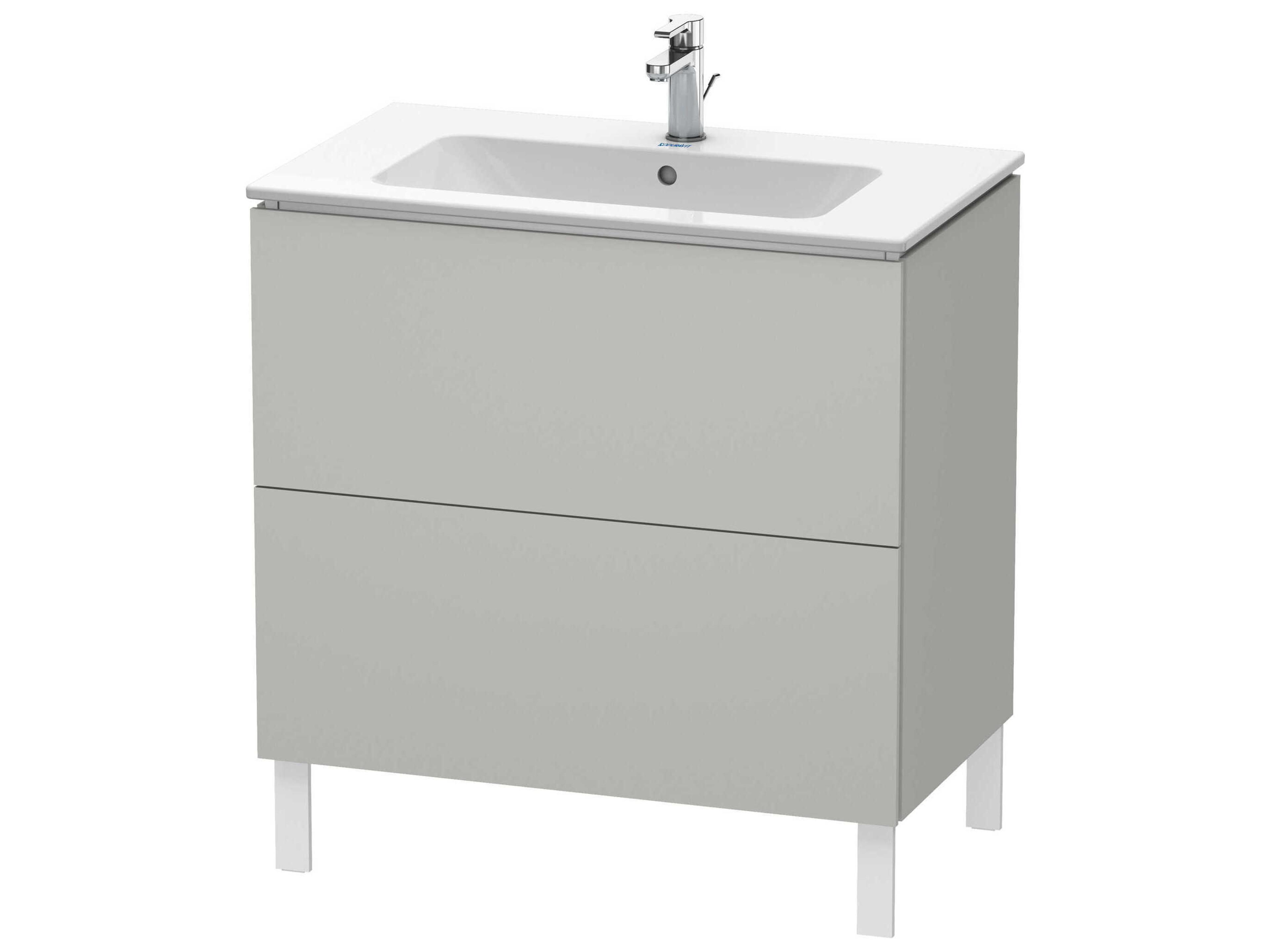 Duravit L-cube 32'' Two Drawer Concrete Gray Matt Wall-Mounted Vanity Unit