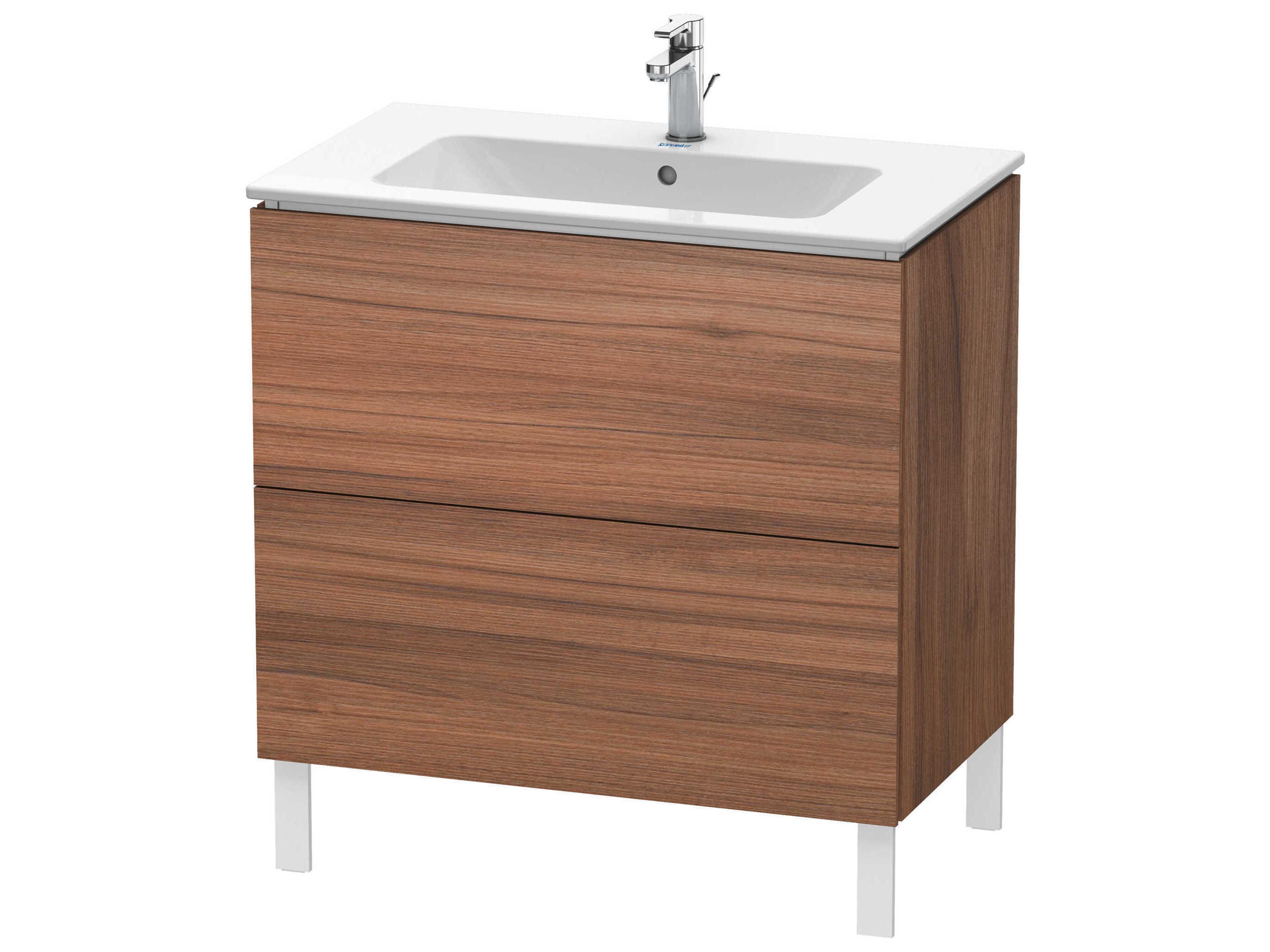 Duravit L-cube 32'' Two Drawer Walnut Matt Wall-Mounted Vanity Unit