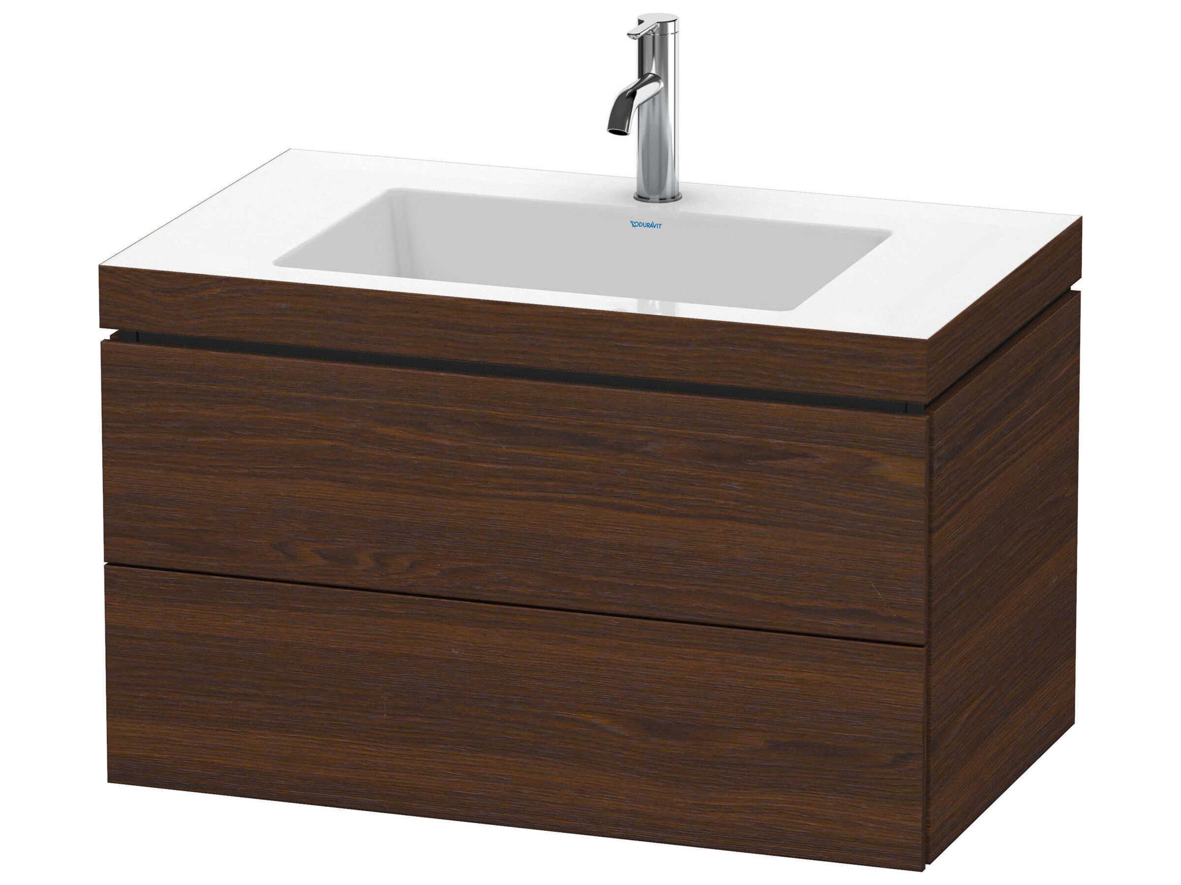 Duravit L-cube 32'' Two Walnut (Brushed) Matt Wall-Mounted Vanity Unit