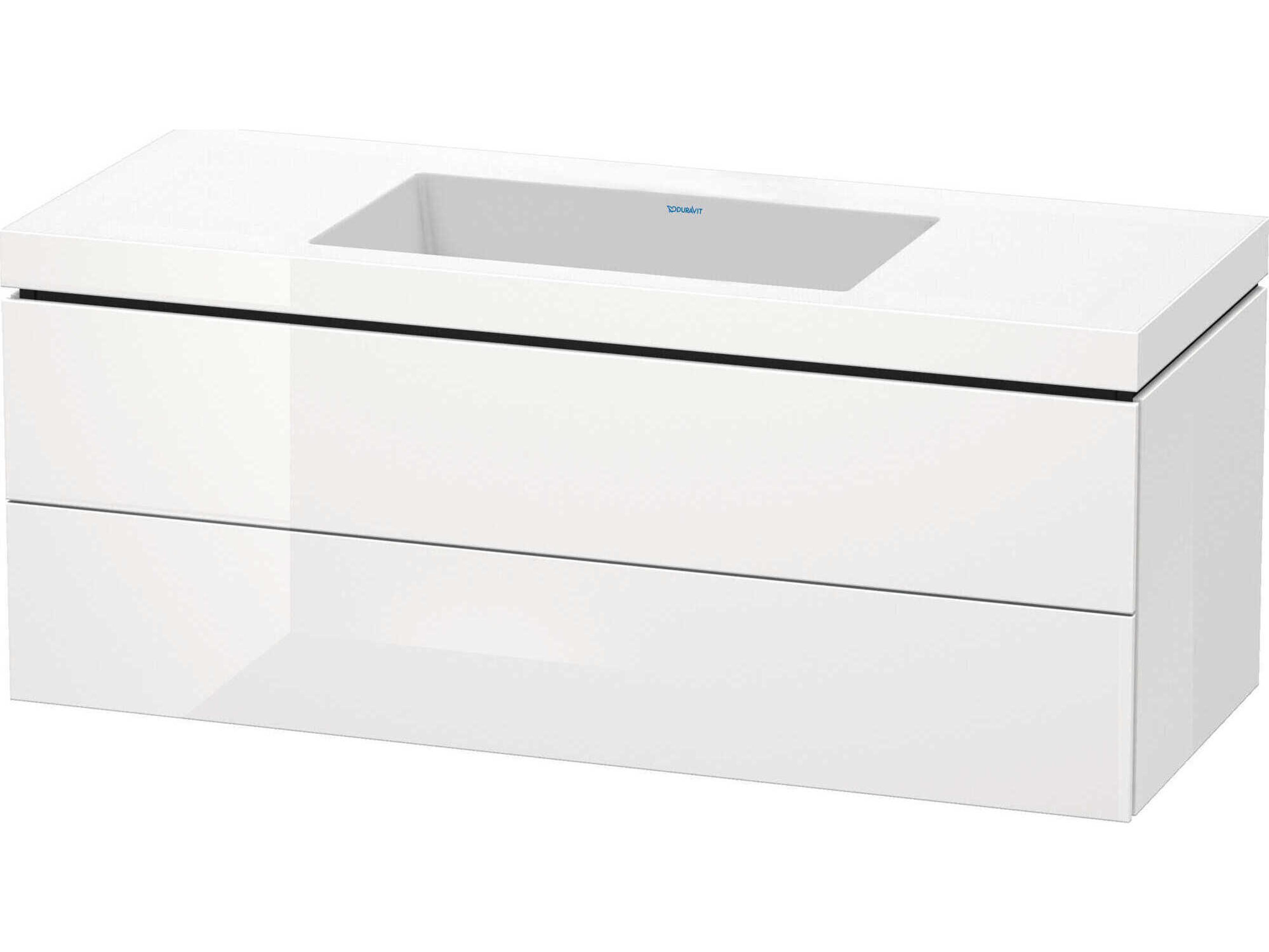 Duravit L-cube 47'' Two Drawer White High Gloss (Lacquer) Wall-Mounted Vanity Unit