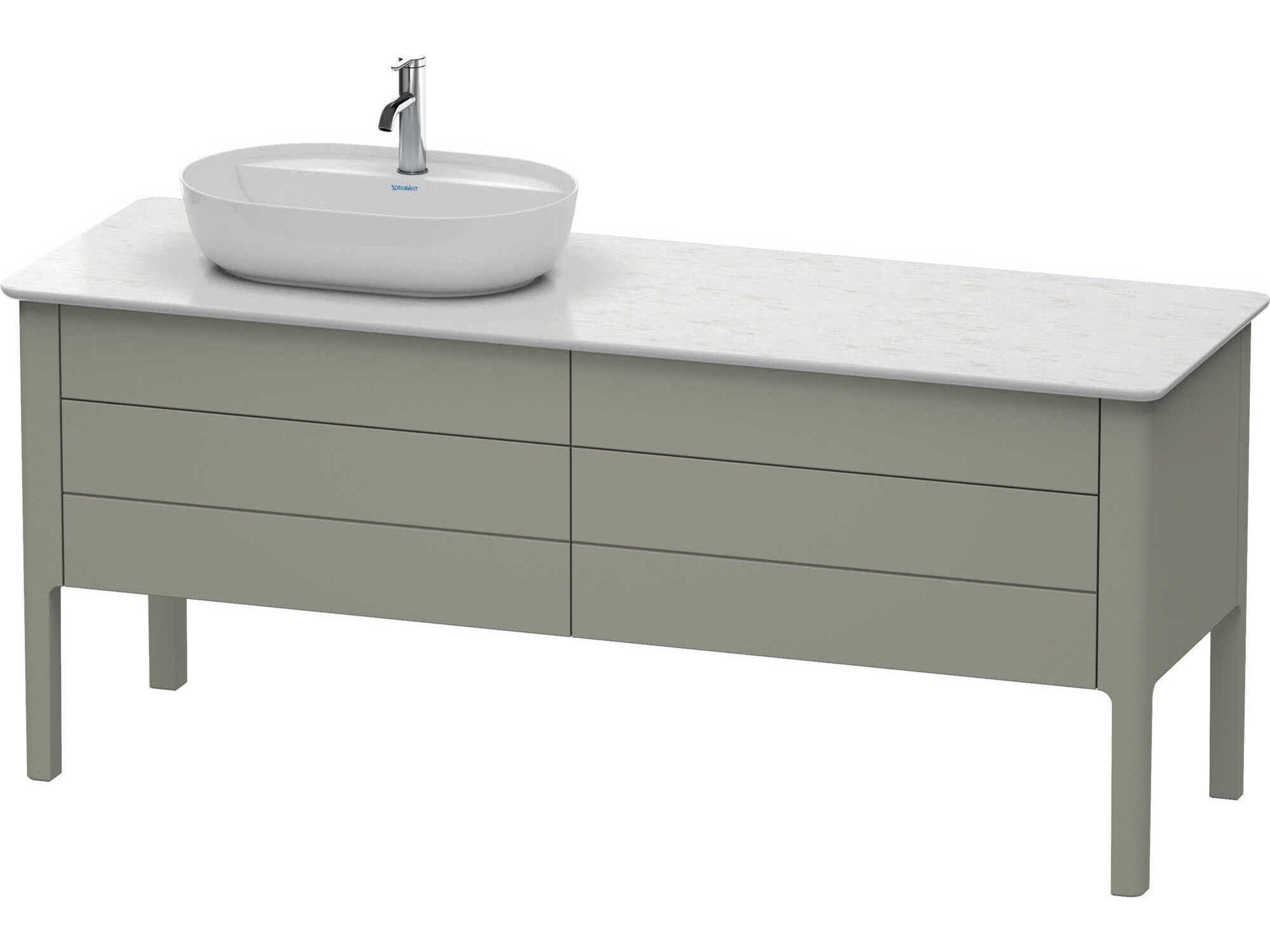 Duravit Luv 68'' Stone Gray Satin Matt Freestanding Vanity Unit - 1 Left Side Cut-out