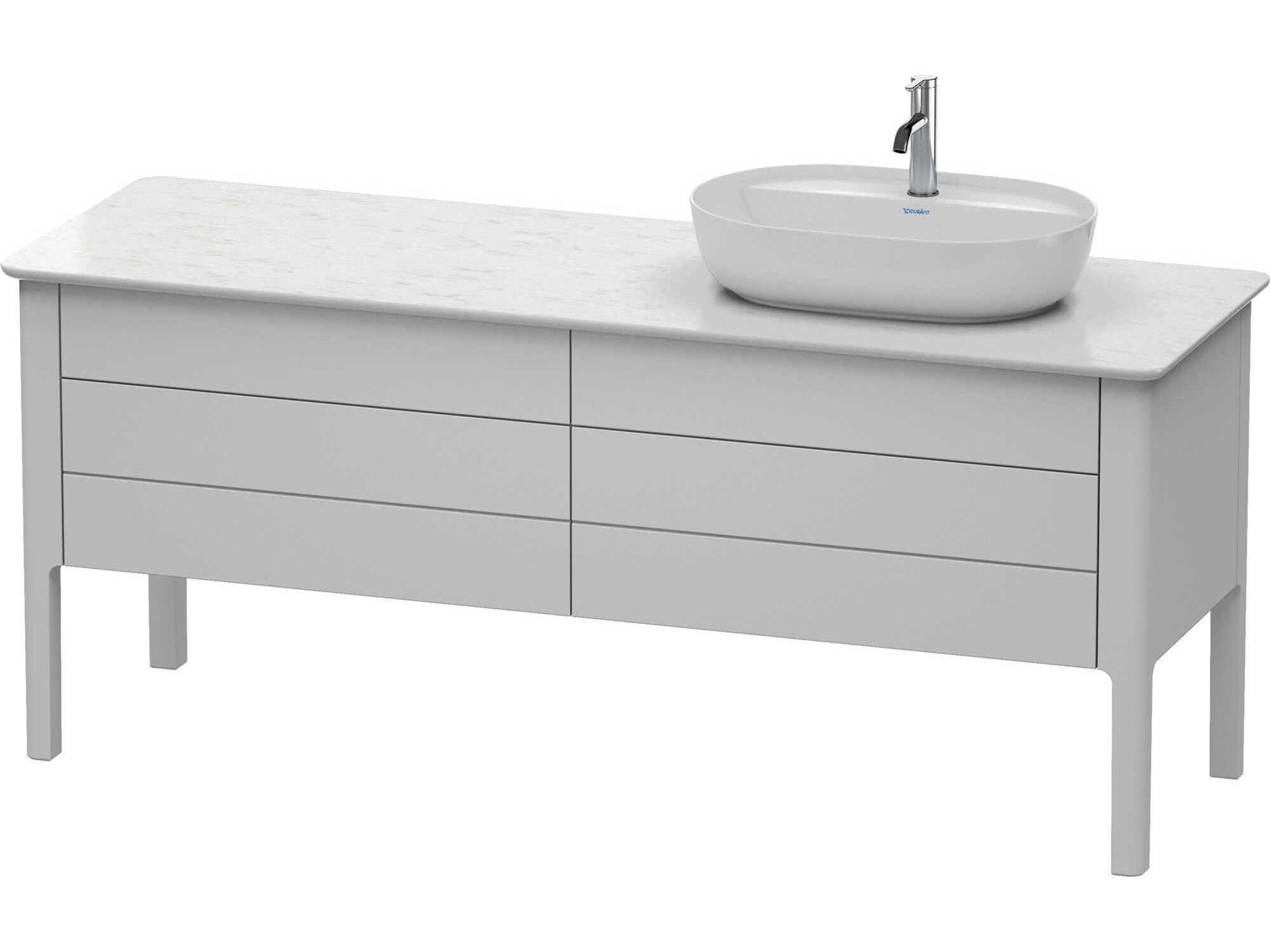 Duravit Luv 68'' Nordic White Satin Matt Freestanding Vanity Unit - 1 RIght Side Cut-out