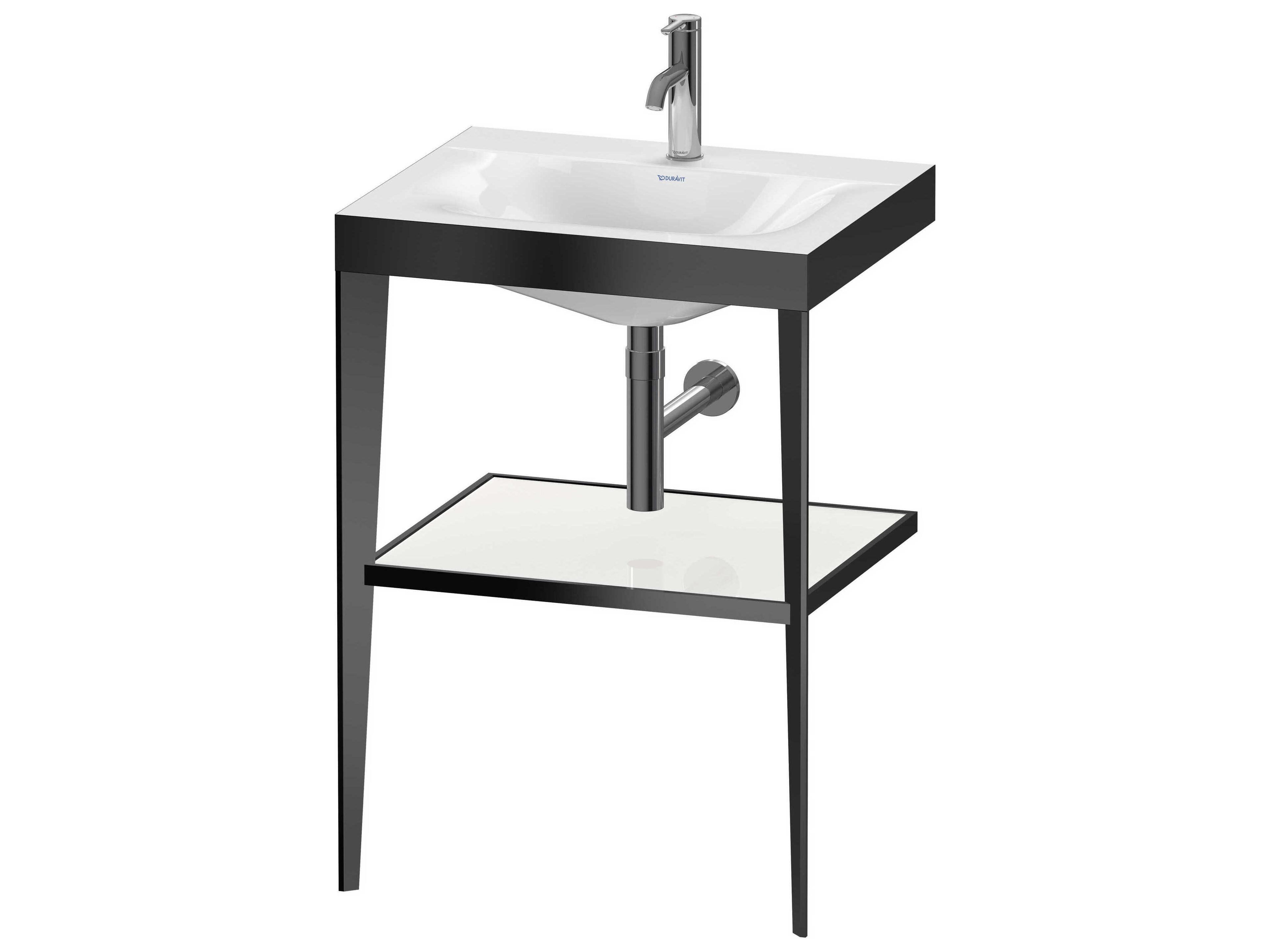 Duravit Xviu 24'' White/Black High Gloss Lacquer Set with Metal Console