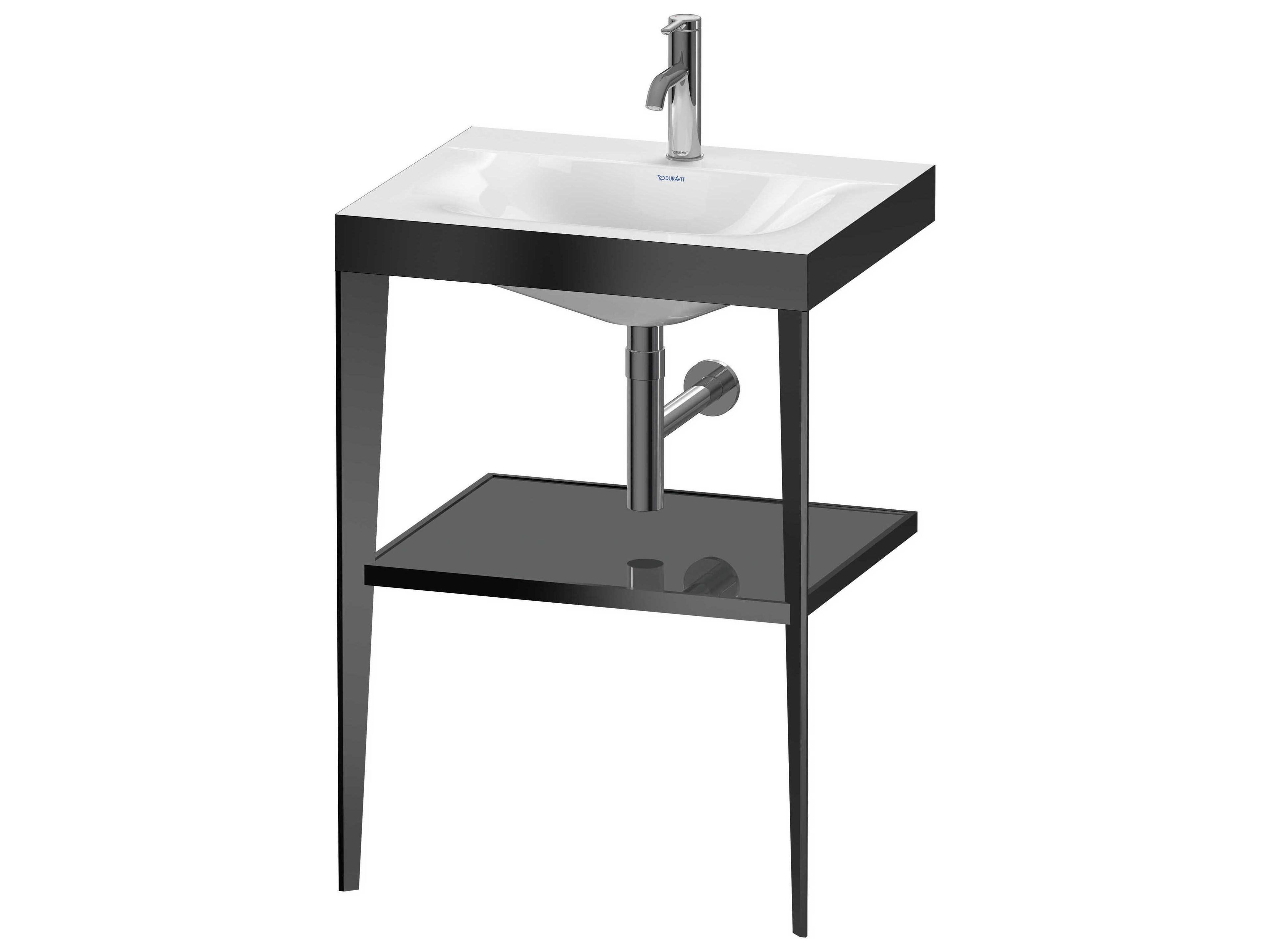 Duravit Xviu 24'' Gray High Gloss/Black Set with Metal Console