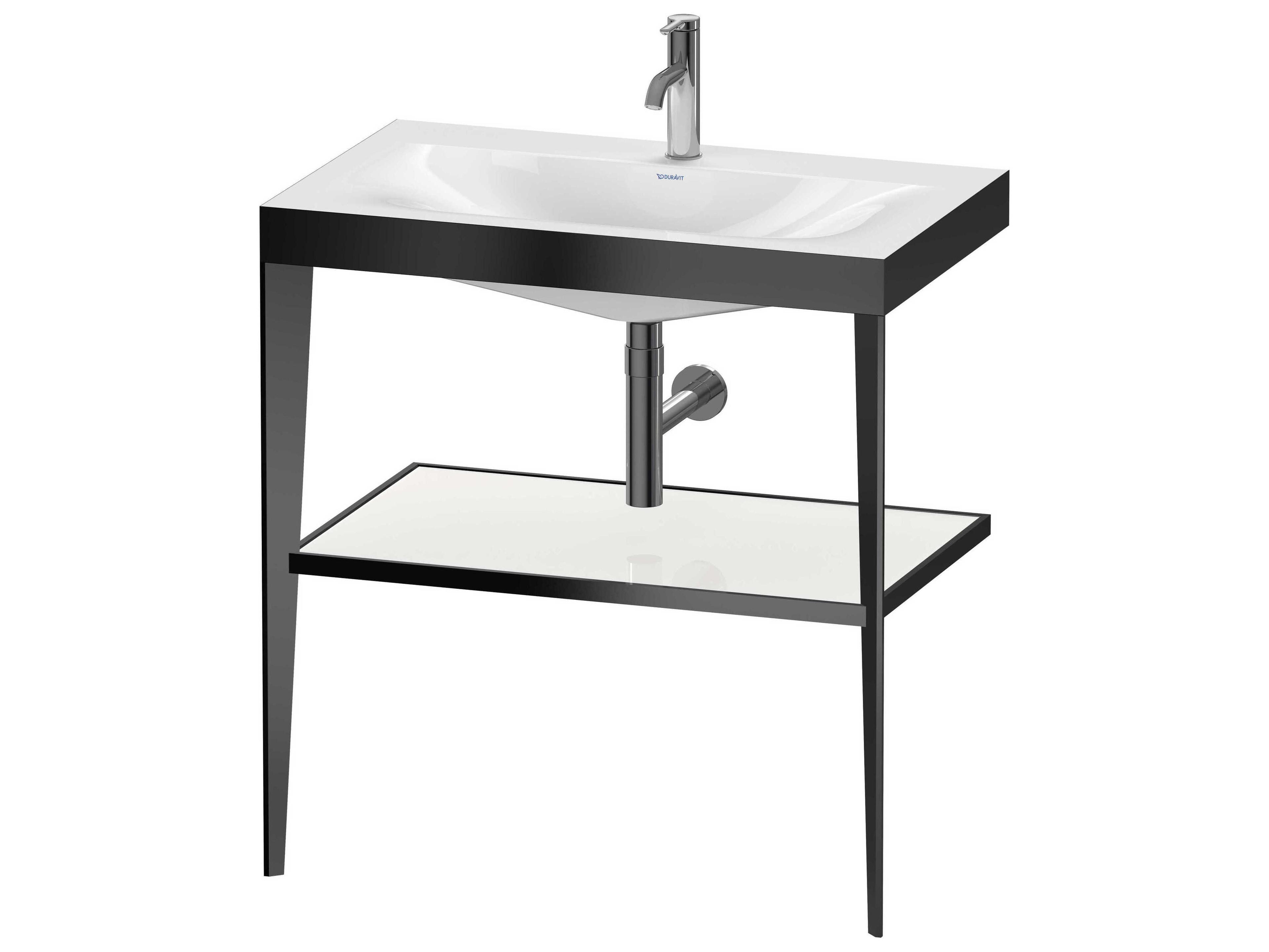 Duravit Xviu 32'' WhiteHigh Gloss Lacquer/Black Set with Metal Console