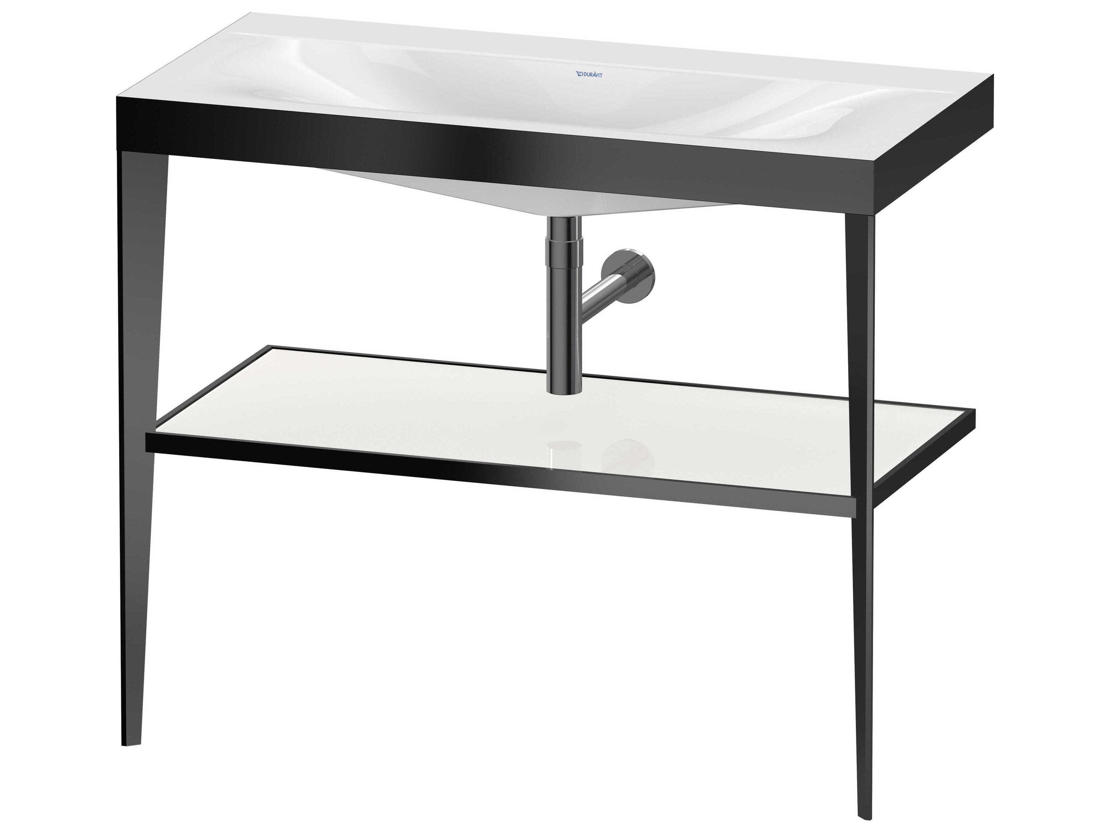 Duravit Xviu 39'' White High Gloss Lacquer/Black Set with Metal Console