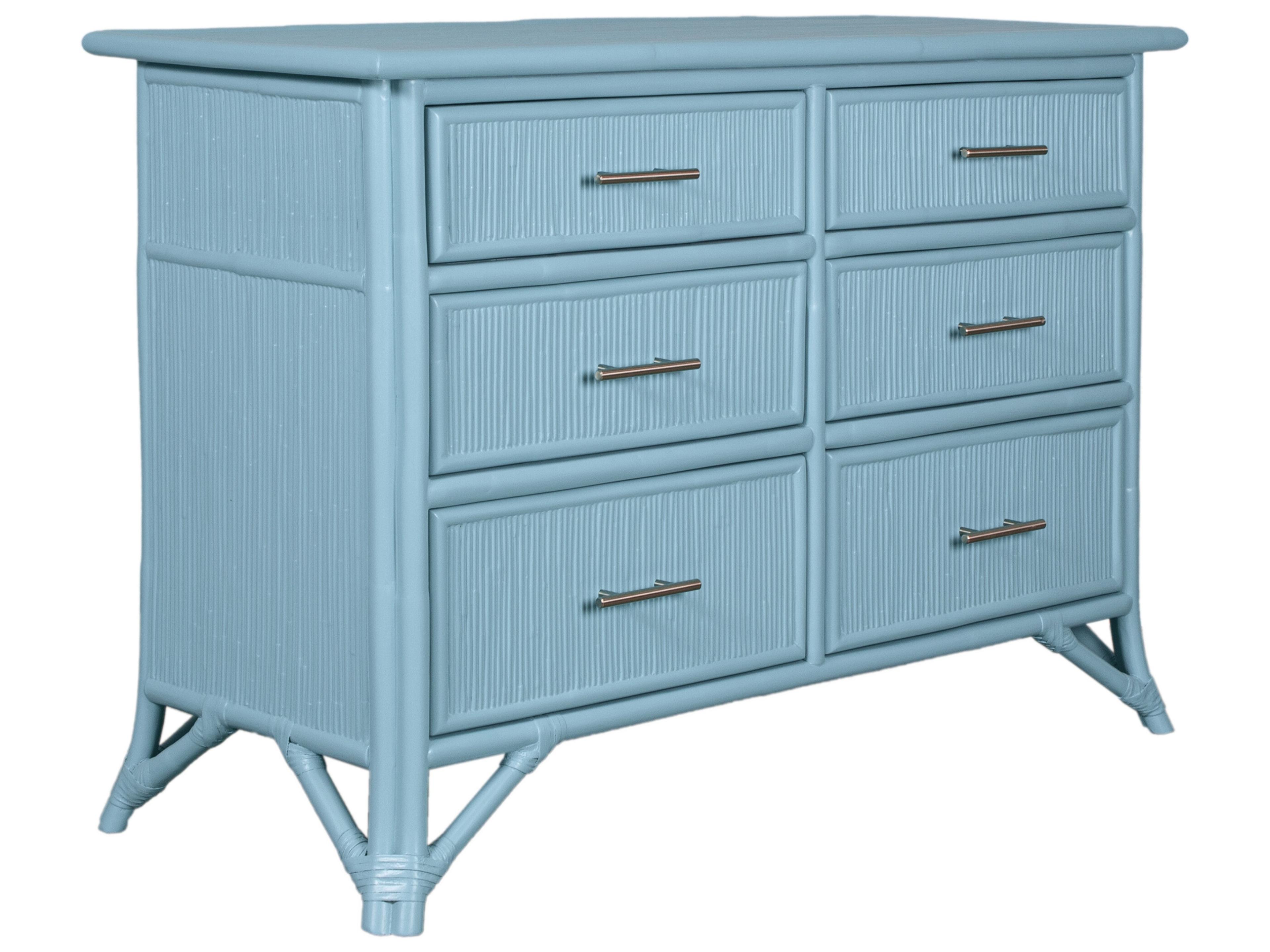 David Francis Pencil Rattan Six-Drawer Dresser