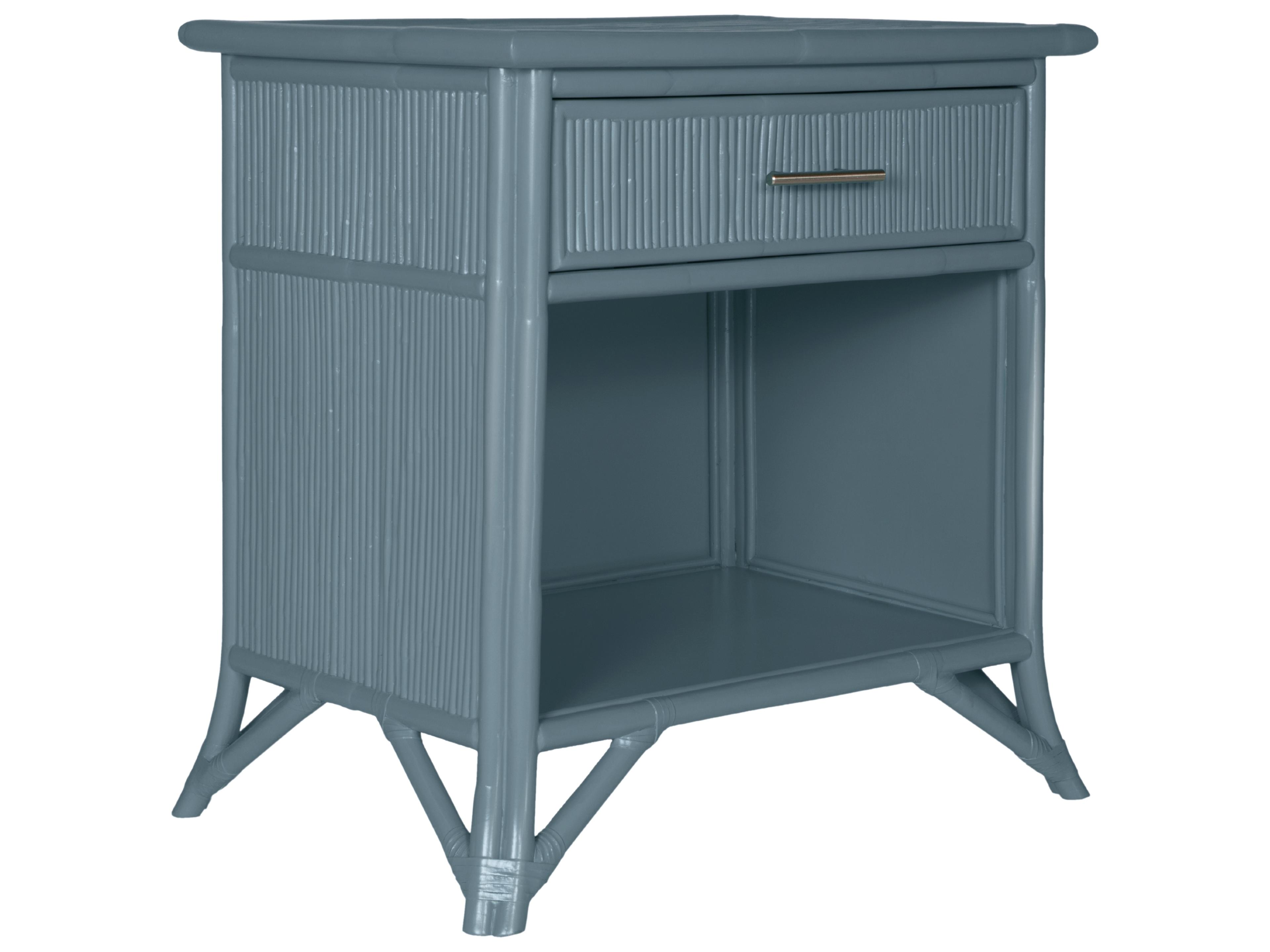 David Francis Pencil Rattan One-Drawer Nightstand