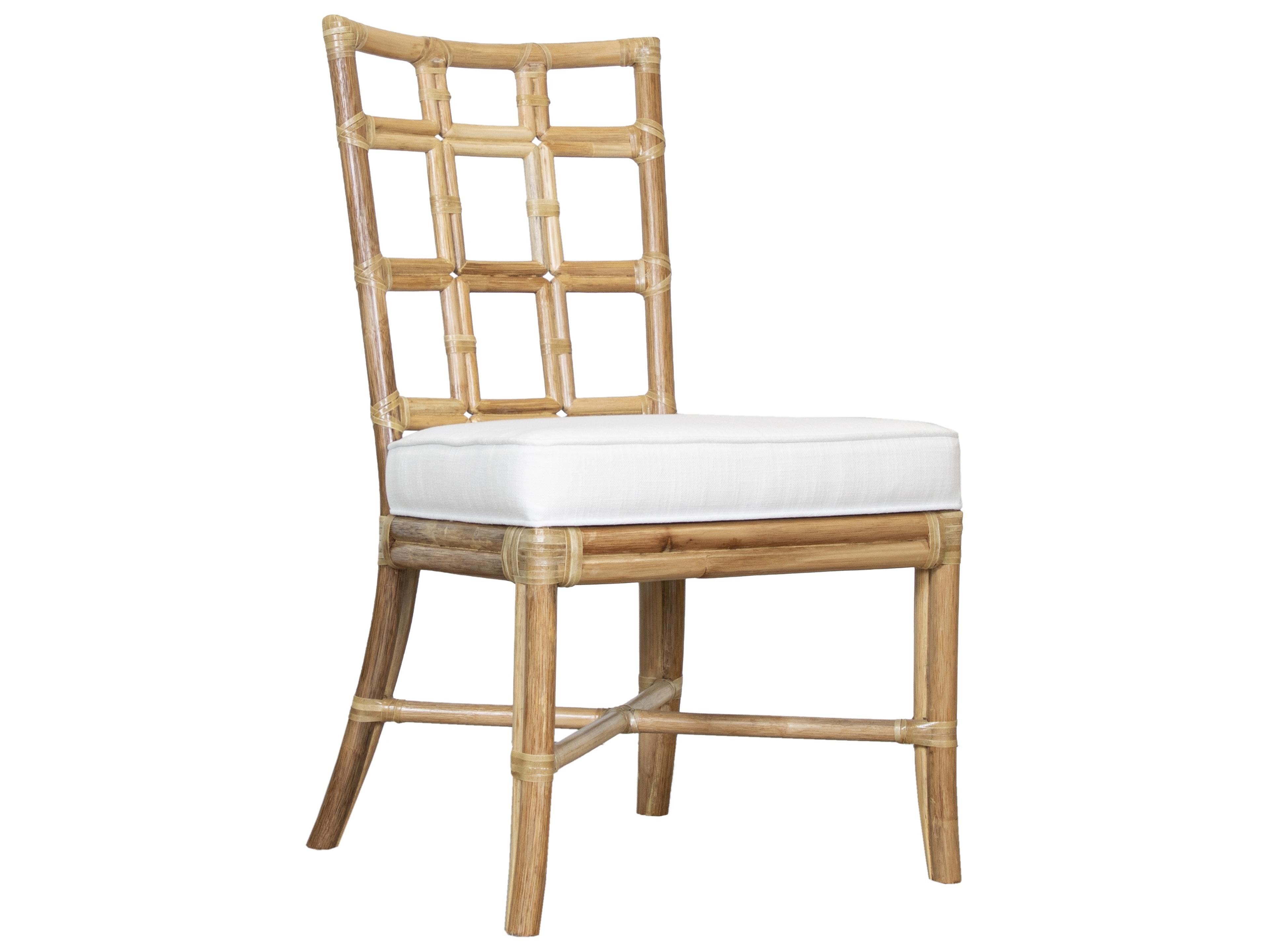 Seville Rattan Natural Upholstered Armless Dining Chair