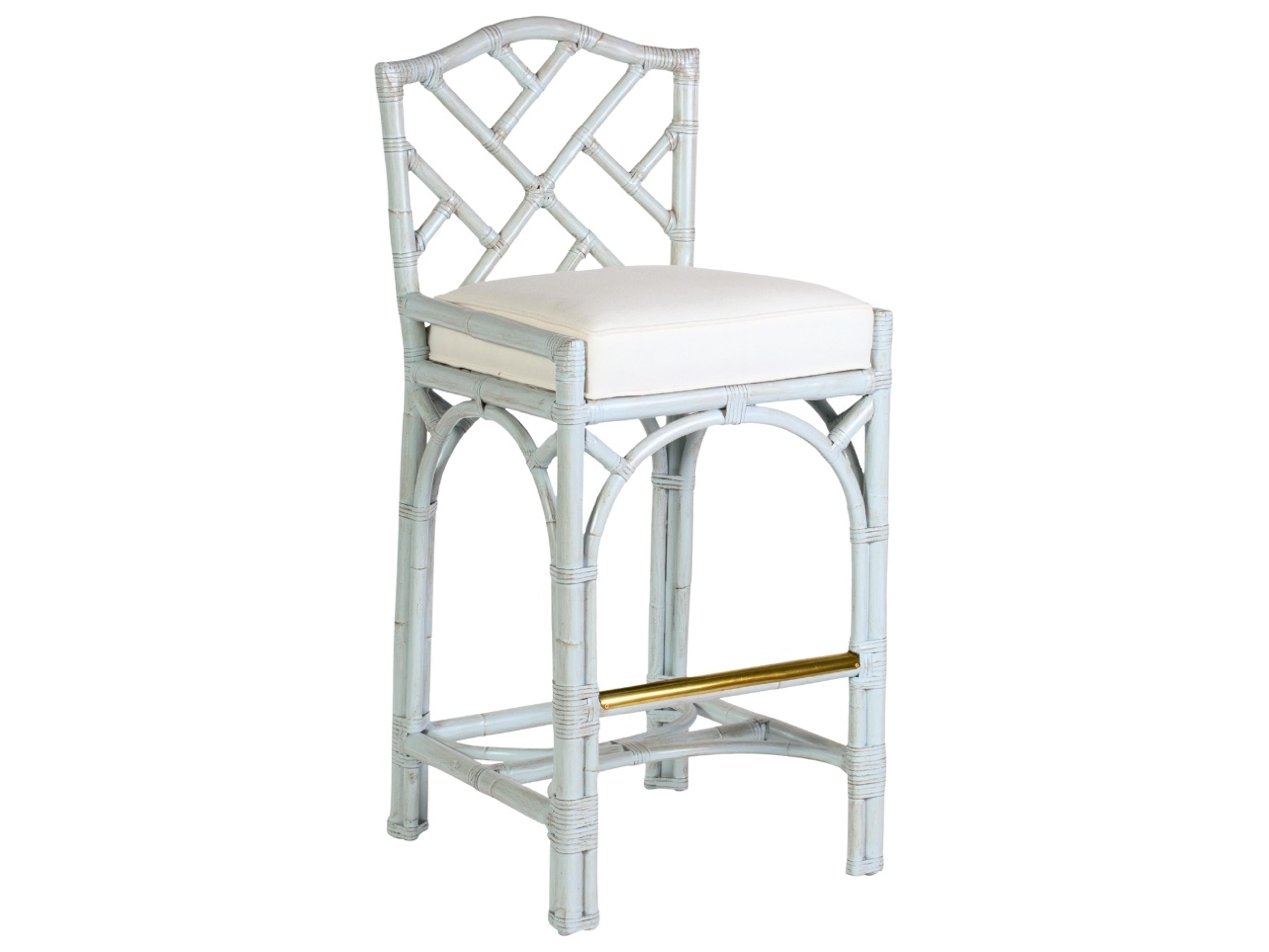 Chippendale All Options Upholstered Rattan Bar Stool