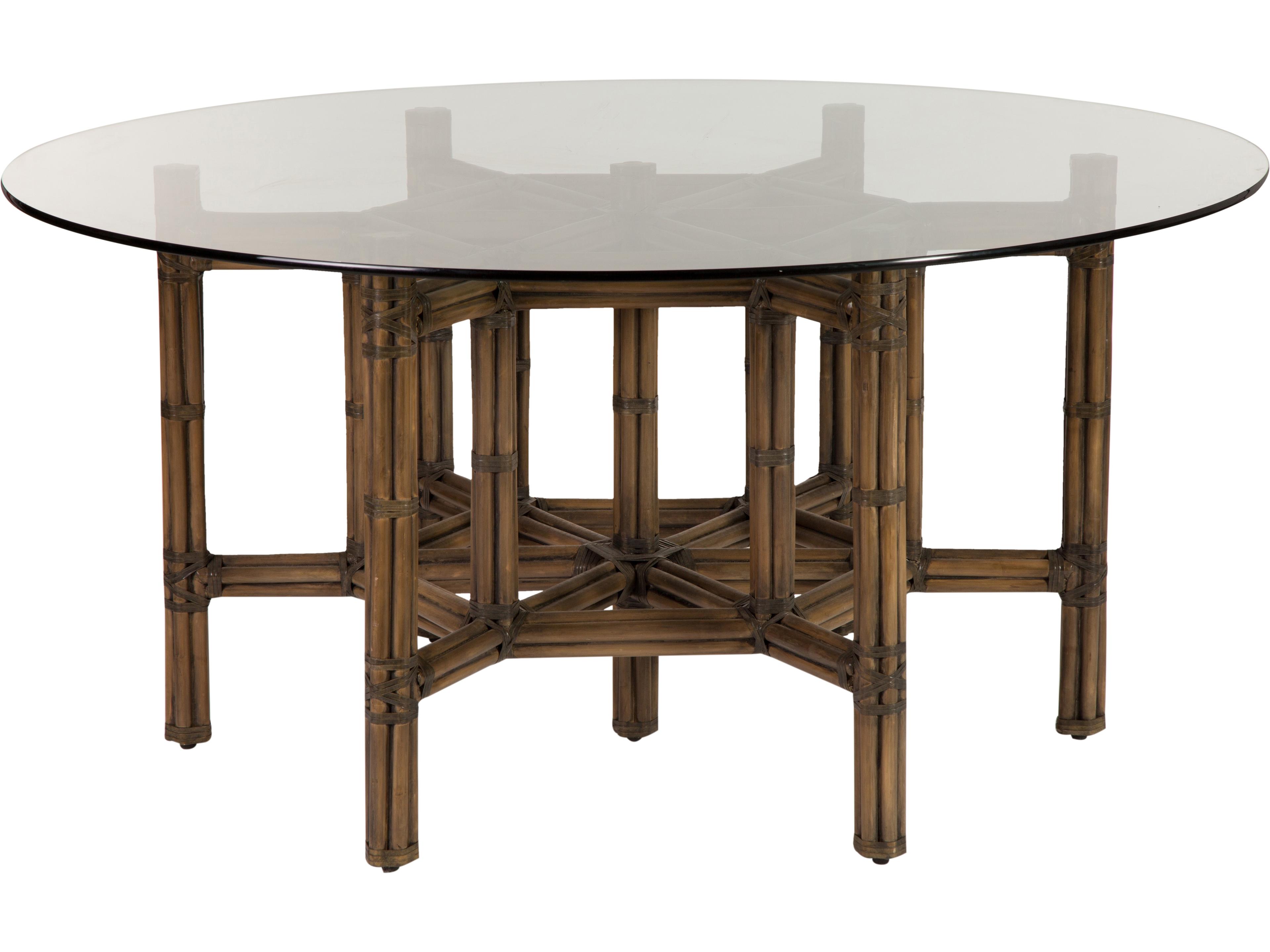 Hexagonal Rattan Round Glass All Options Dining Table