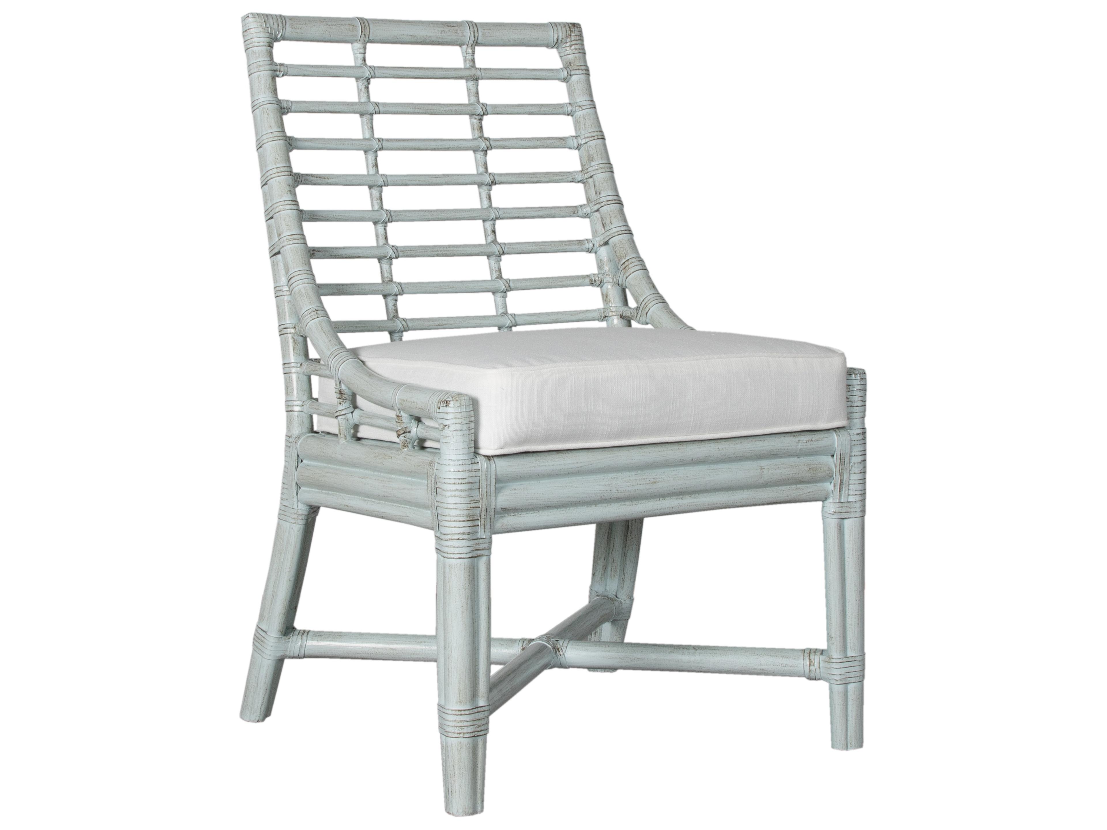Luna Rattan Gray Upholstered Armless Dining Chair