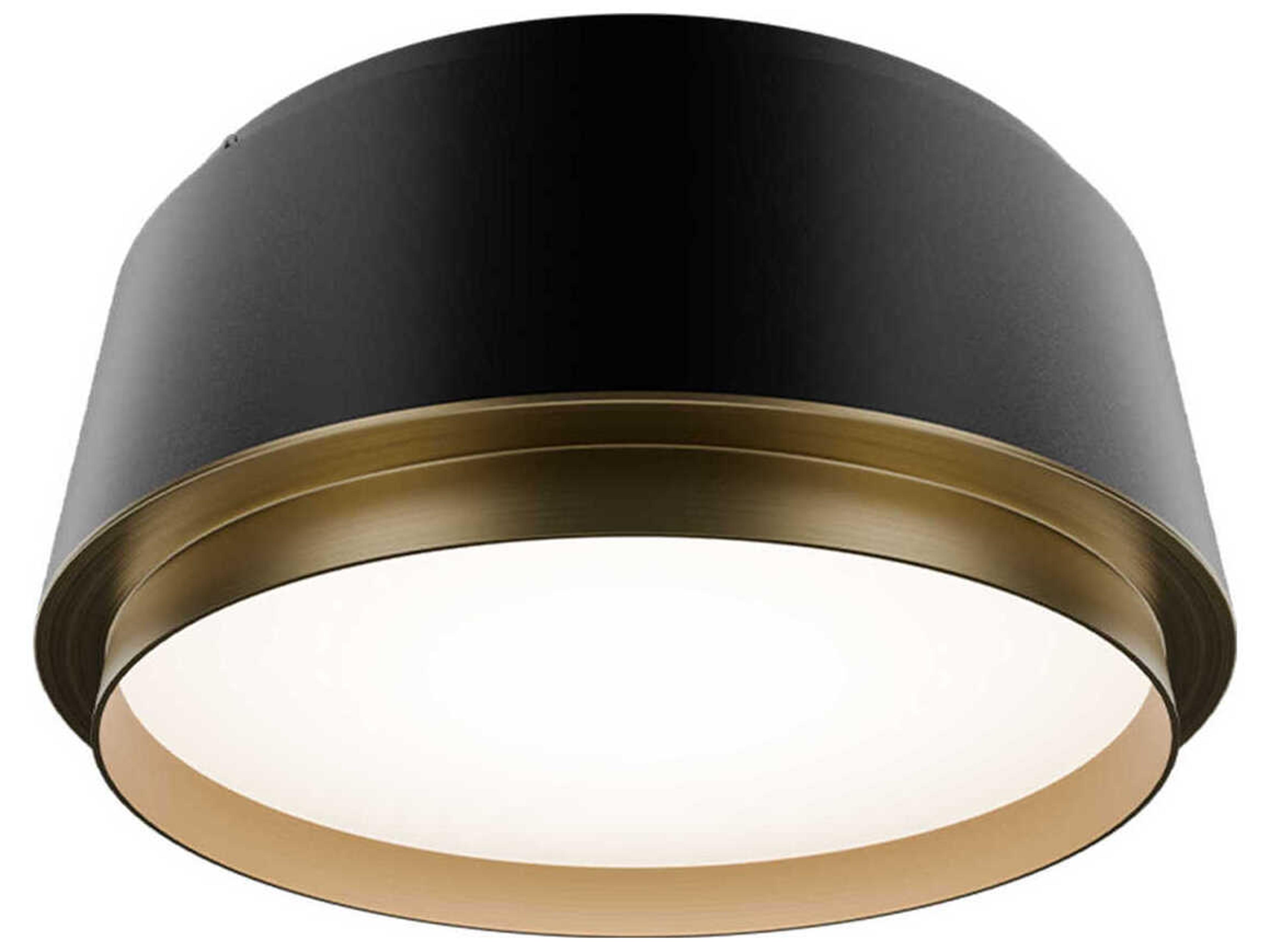 Salvo 1-Light Black Aged Brass Round Flush Mount