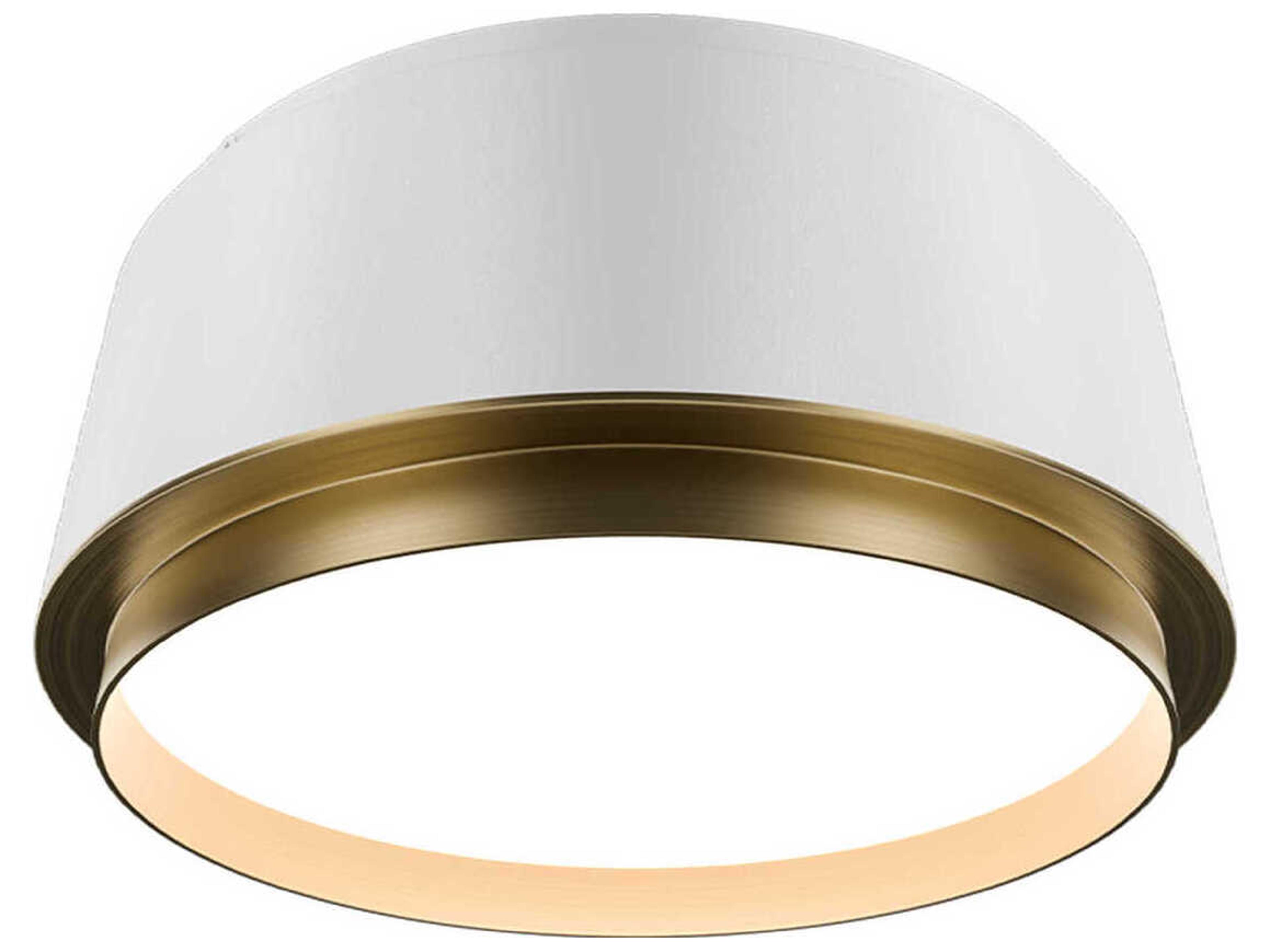 Salvo 1-Light White Aged Brass Round Flush Mount