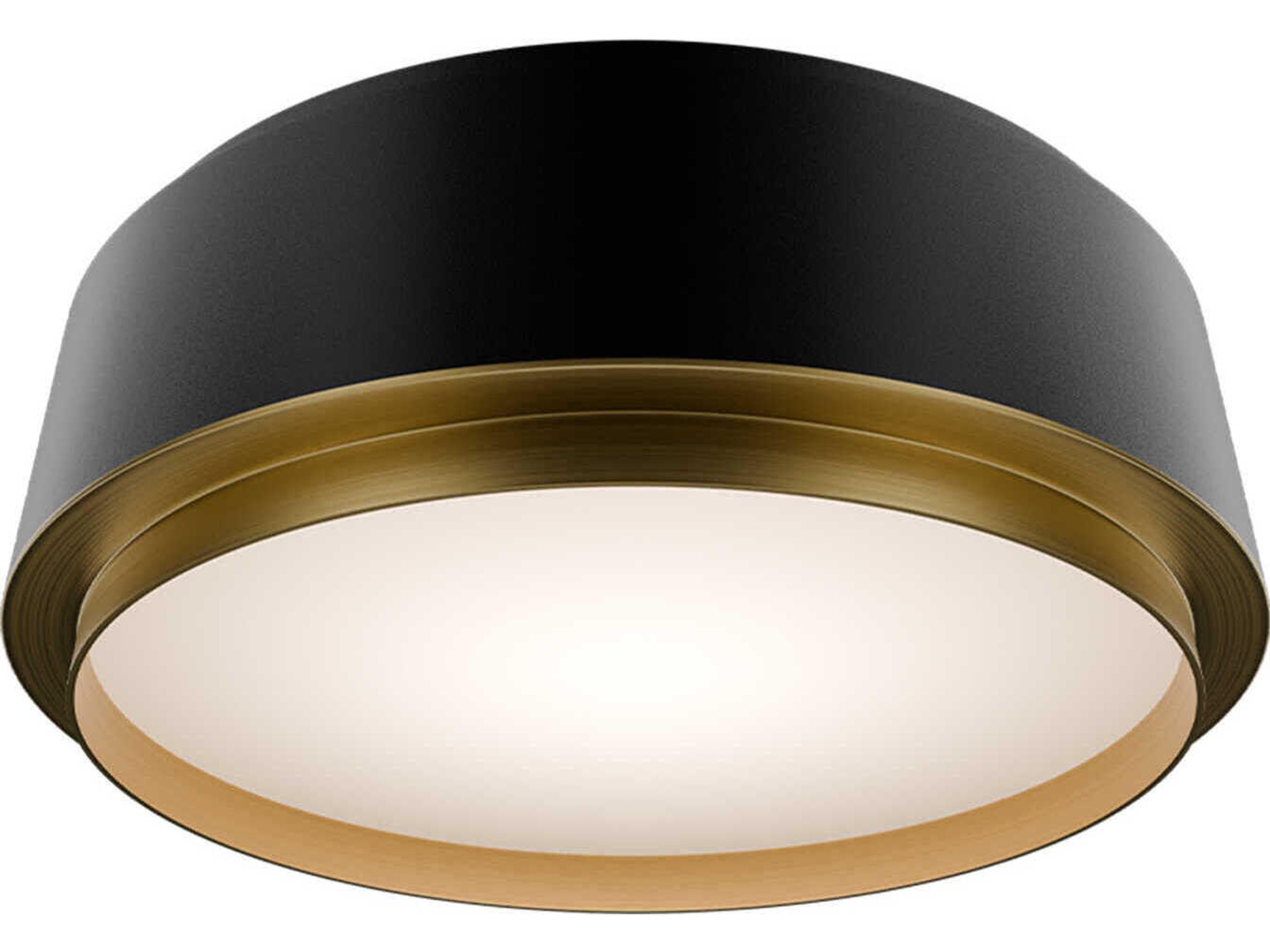 Salvo 1-Light Black Aged Brass Round Flush Mount