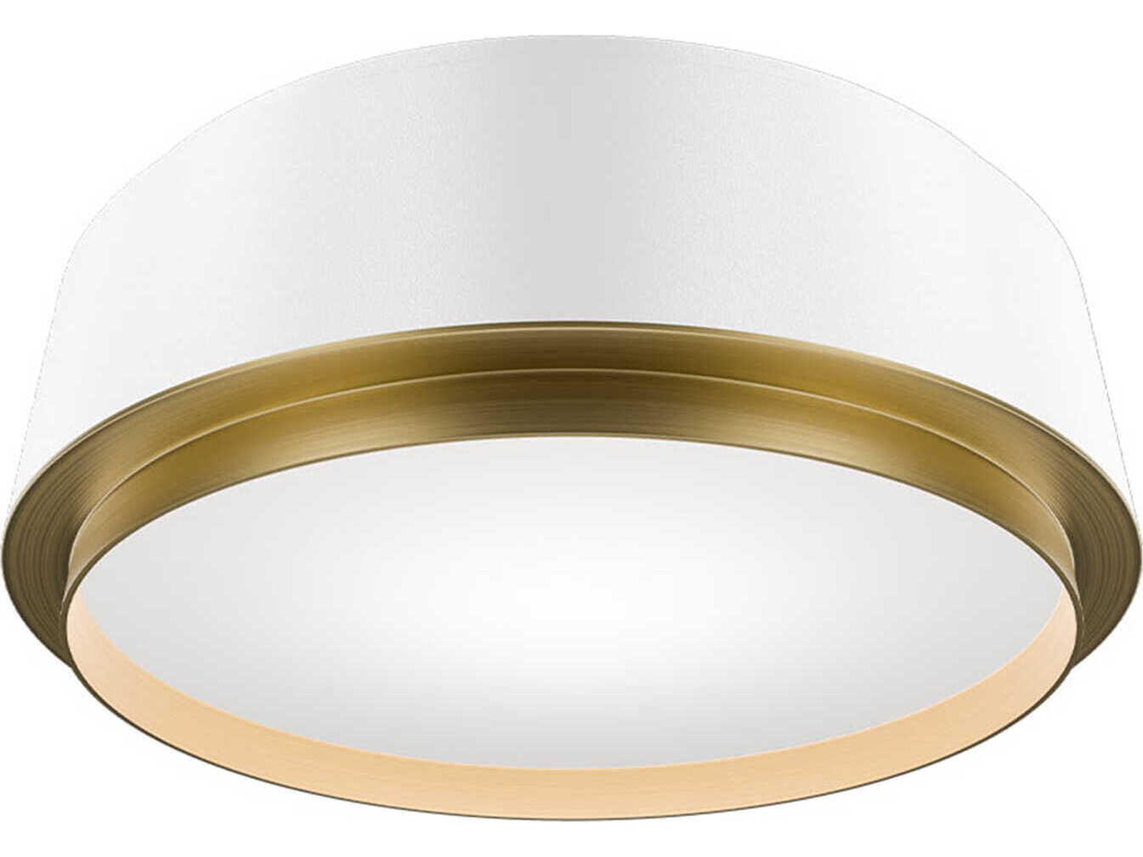 Salvo 1-Light White Aged Brass Round Flush Mount
