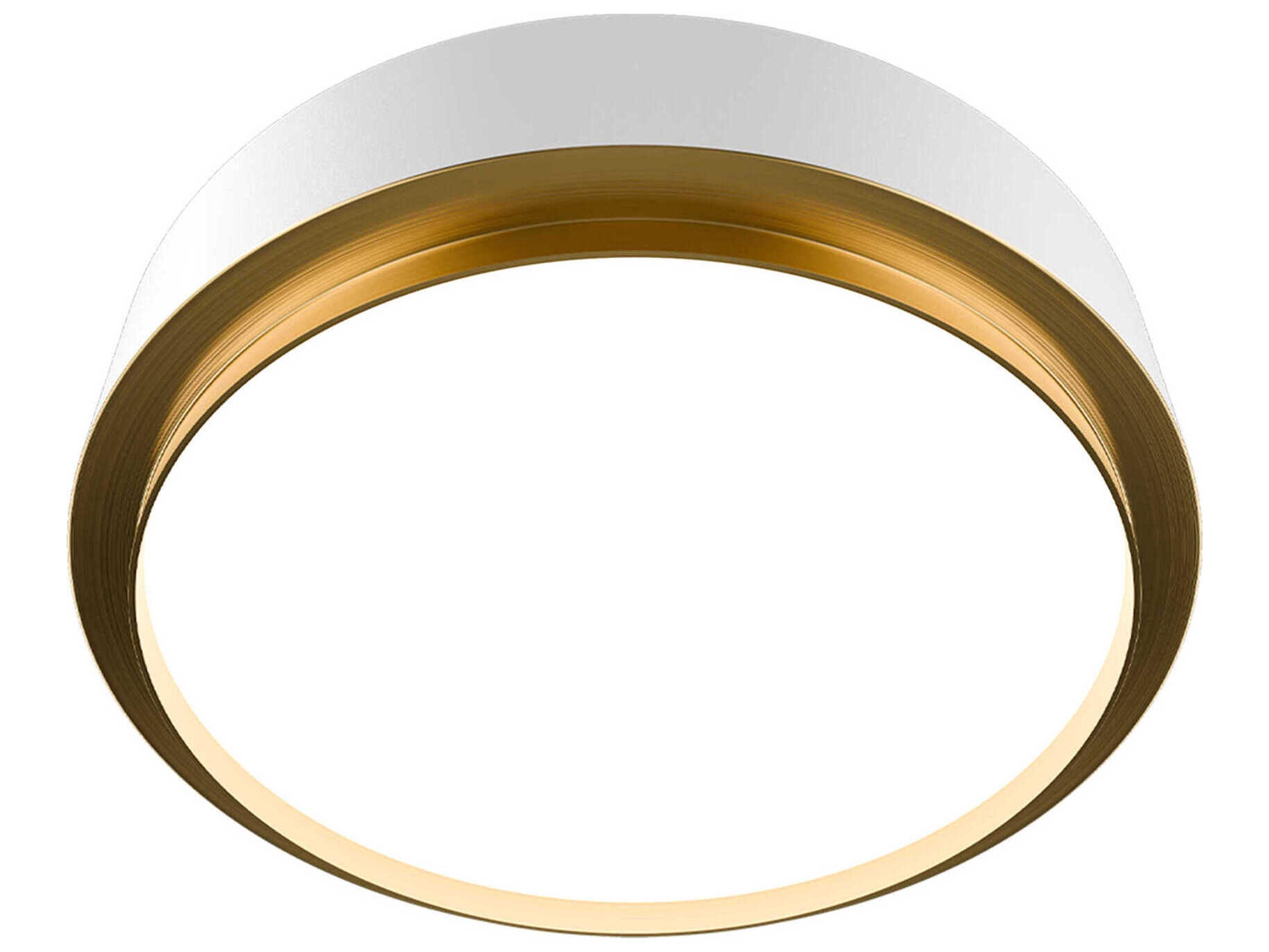 Salvo 1-Light White Aged Brass Round Flush Mount