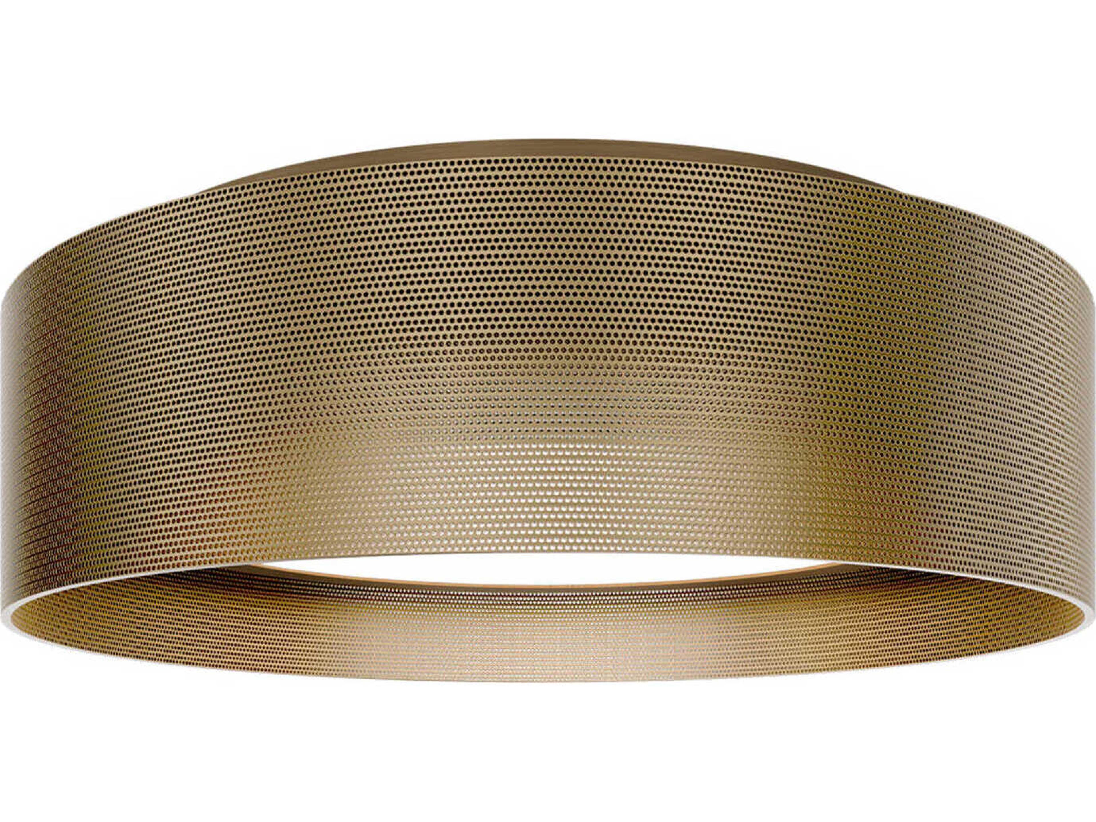 Grille 1-Light Aged Brass Round Flush Mount