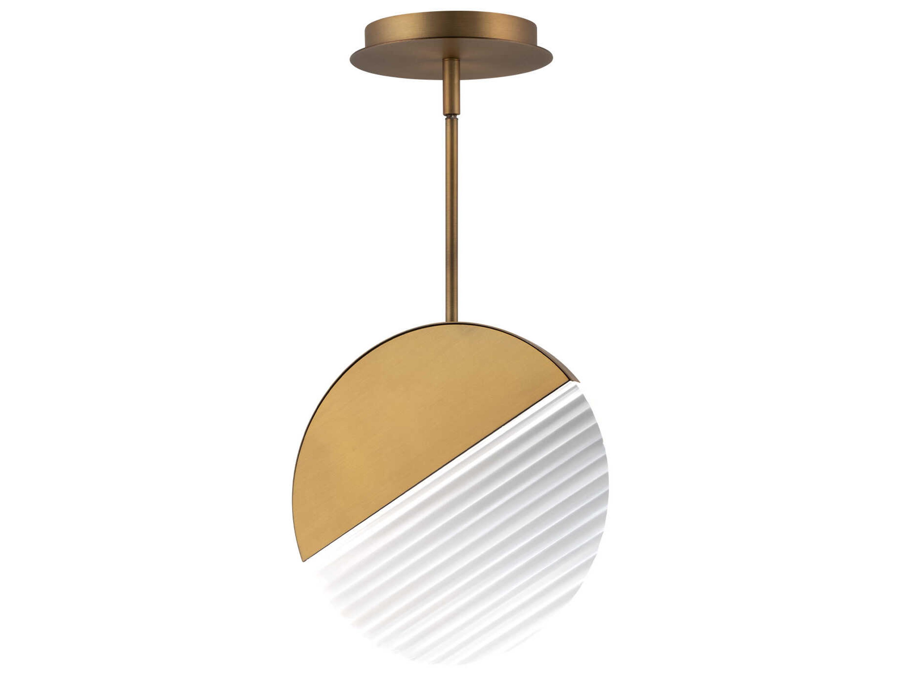 dweLED by WAC Lighting Crescent 1-Light Aged Brass Round Mini Pendant