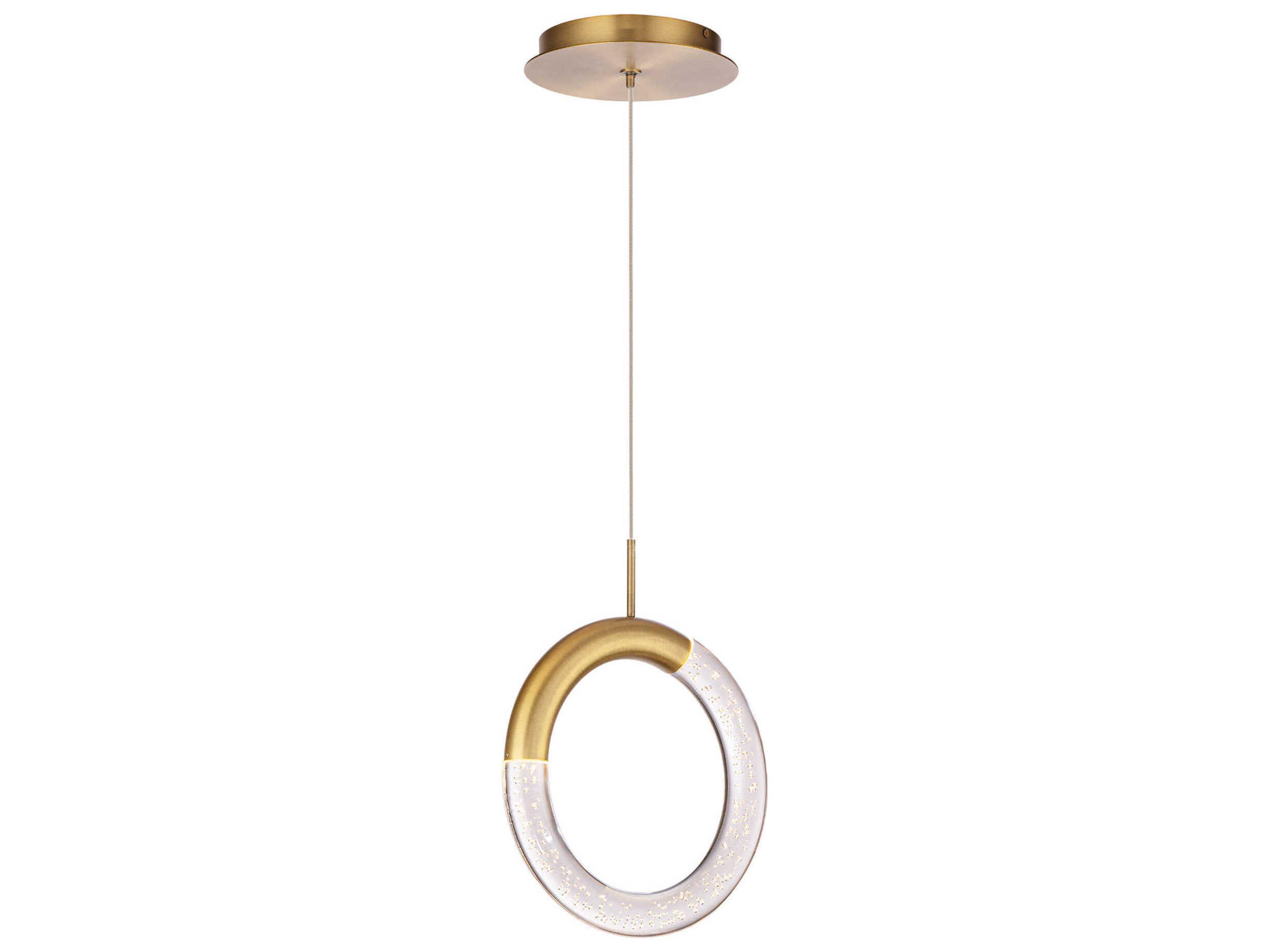 dweLED by WAC Lighting Ringlet 1-Light Aged Brass LED Round Mini Pendant