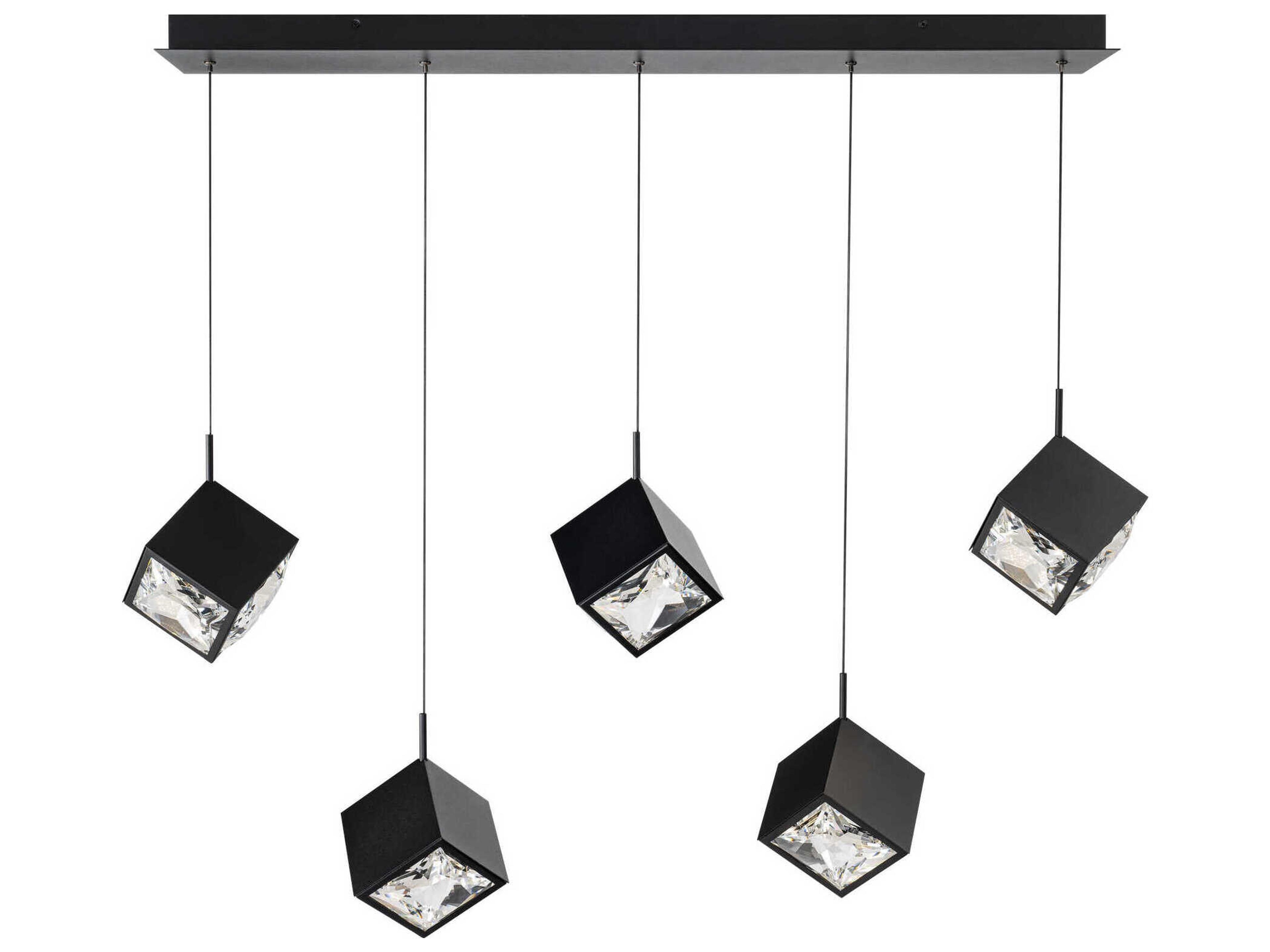 dweLED by WAC Lighting Ice Cube 5-Light Black Geometric Island Pendant