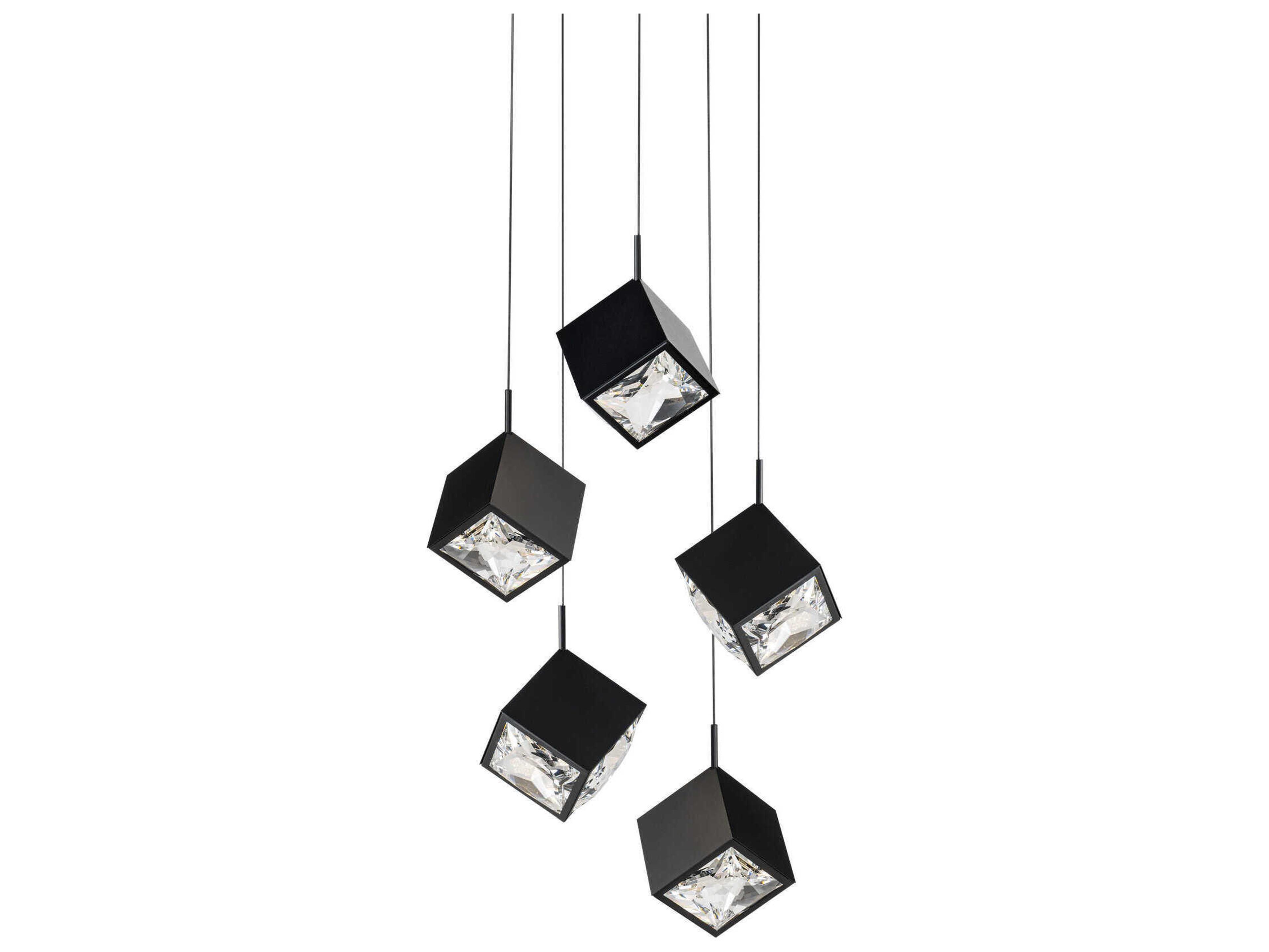 dweLED by WAC Lighting Ice Cube 5-Light Black Geometric Pendant