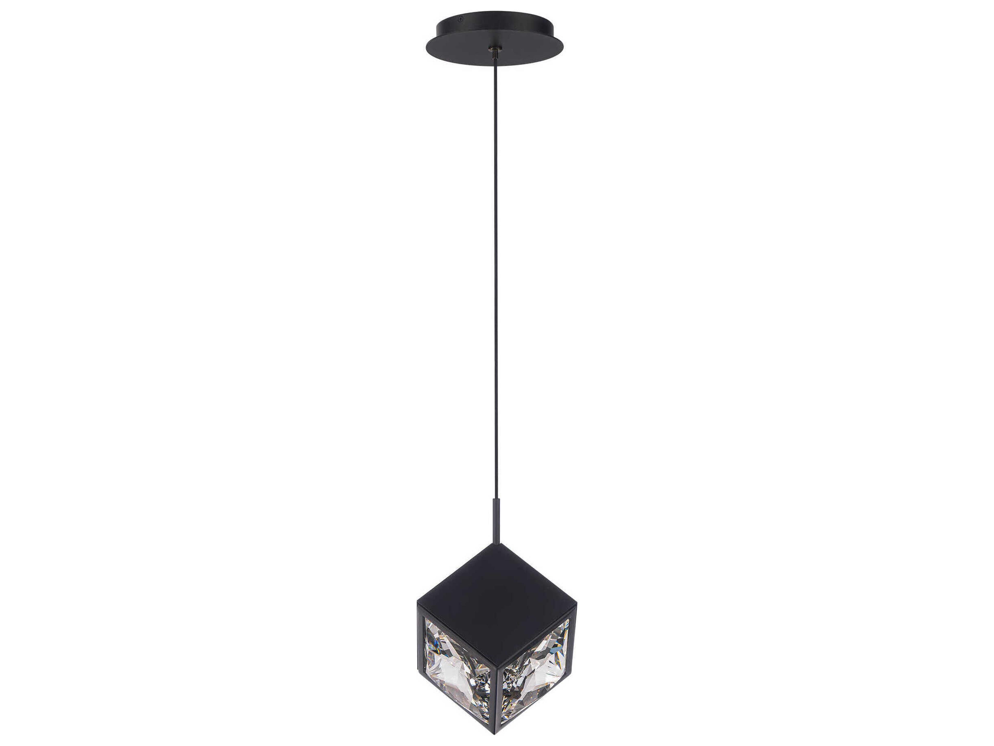 dweLED by WAC Lighting Ice Cube 1-Light Black Crystal LED Geometric Mini Pendant