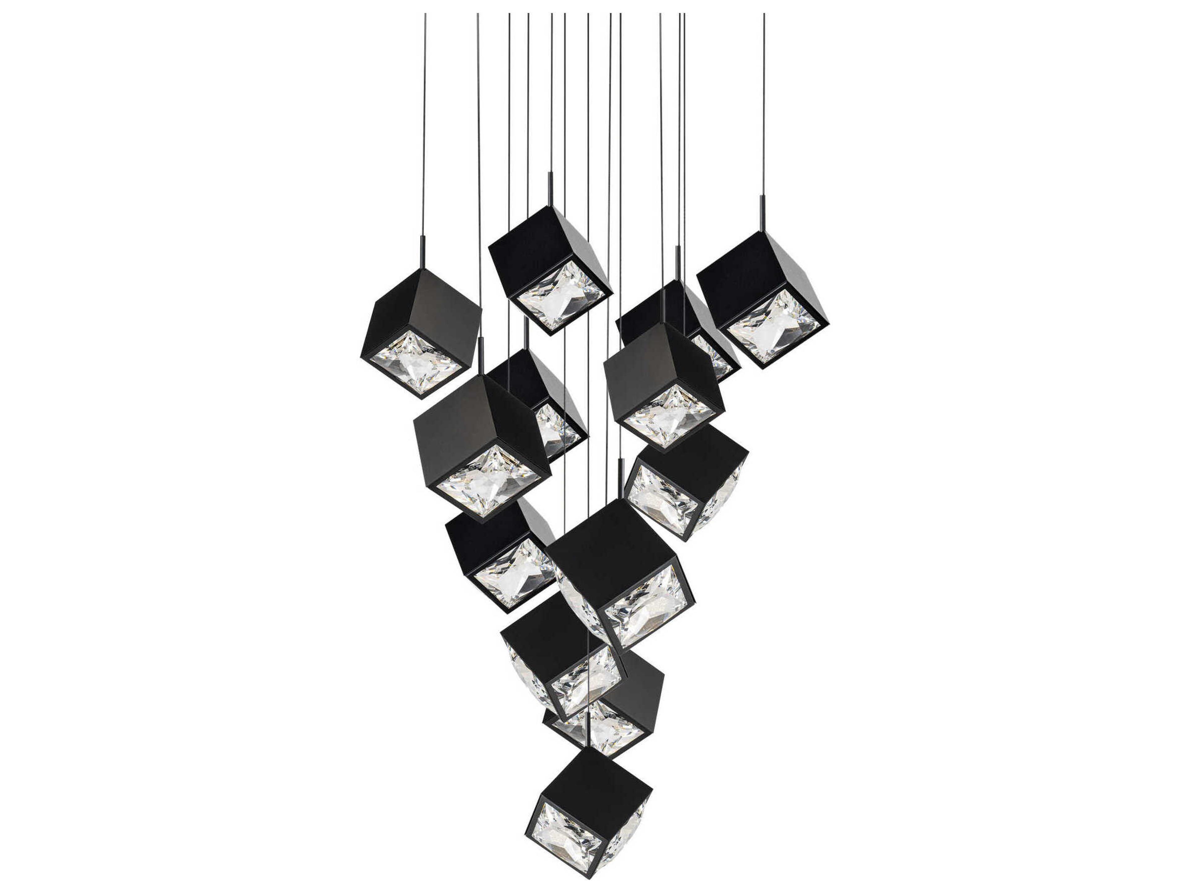dweLED by WAC Lighting Ice Cube 13-Light Black Geometric Pendant