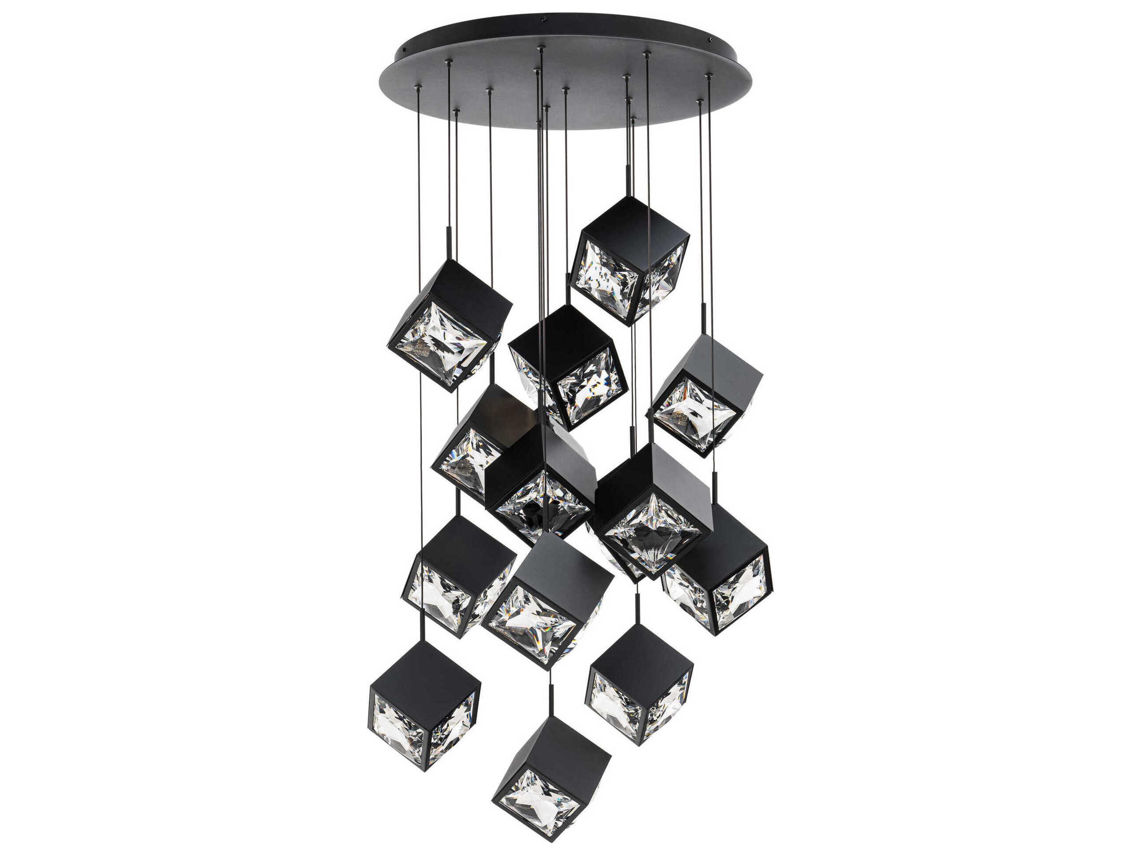 dweLED by WAC Lighting Ice Cube 15-Light Black Geometric Pendant