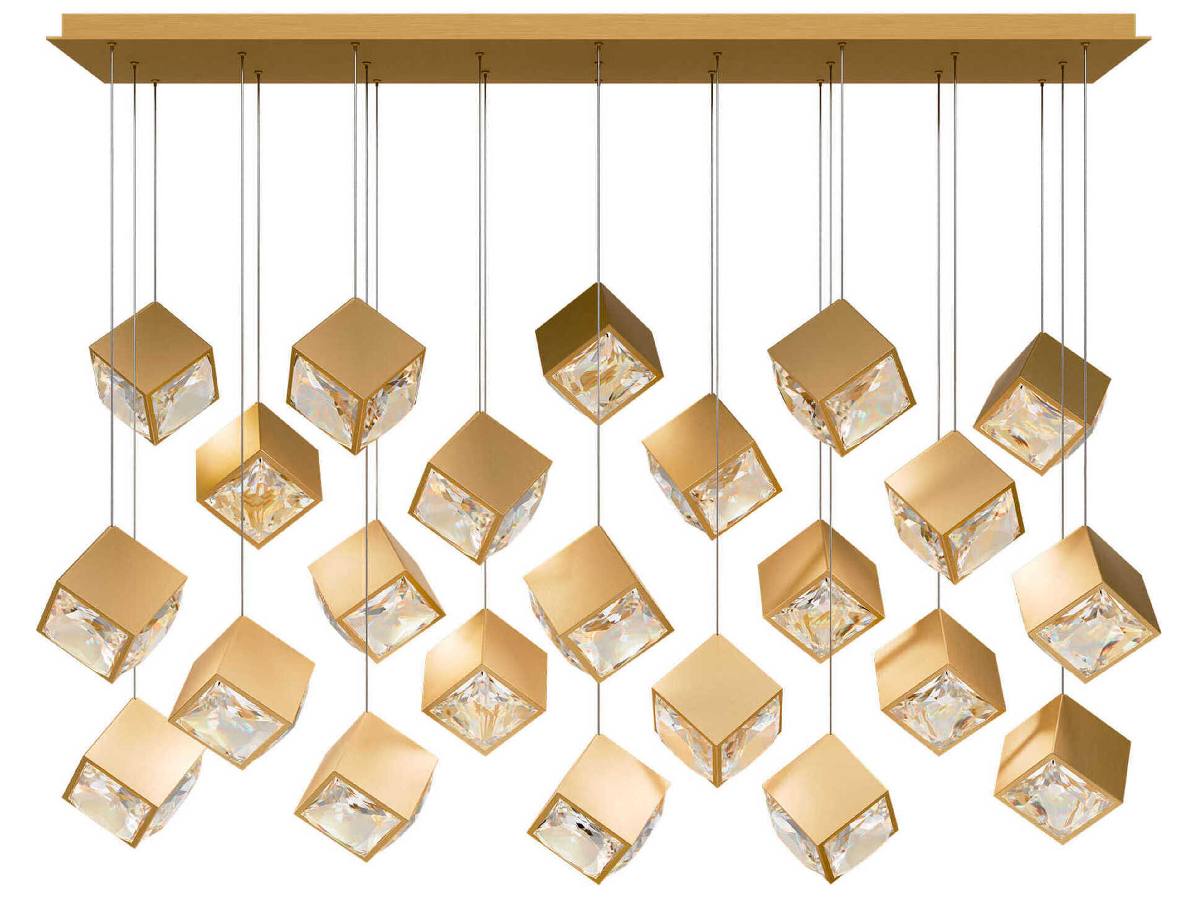 dweLED by WAC Lighting Ice Cube 23-Light Aged Brass Geometric Island Pendant