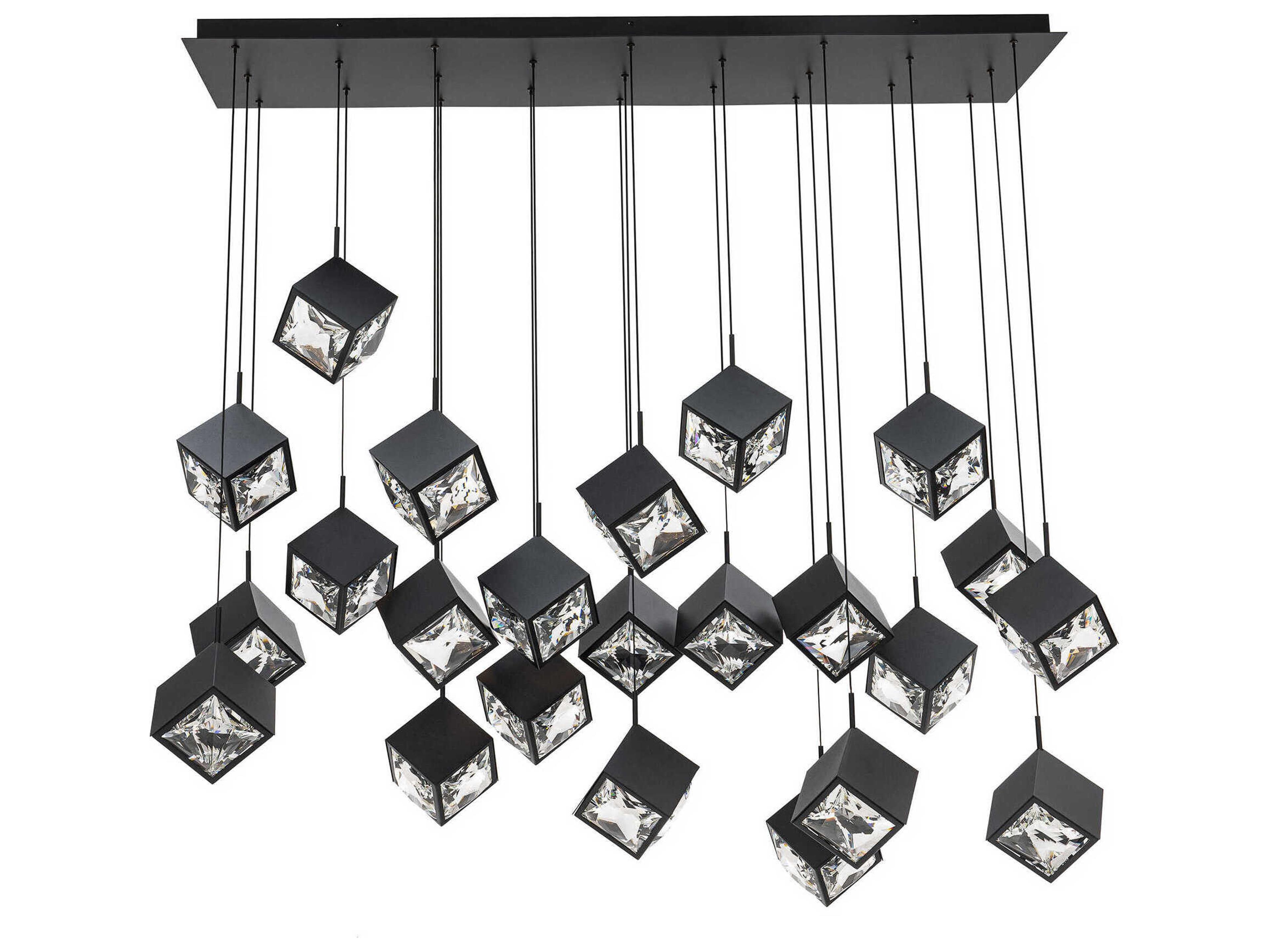 dweLED by WAC Lighting Ice Cube 23-Light Black Geometric Island Pendant