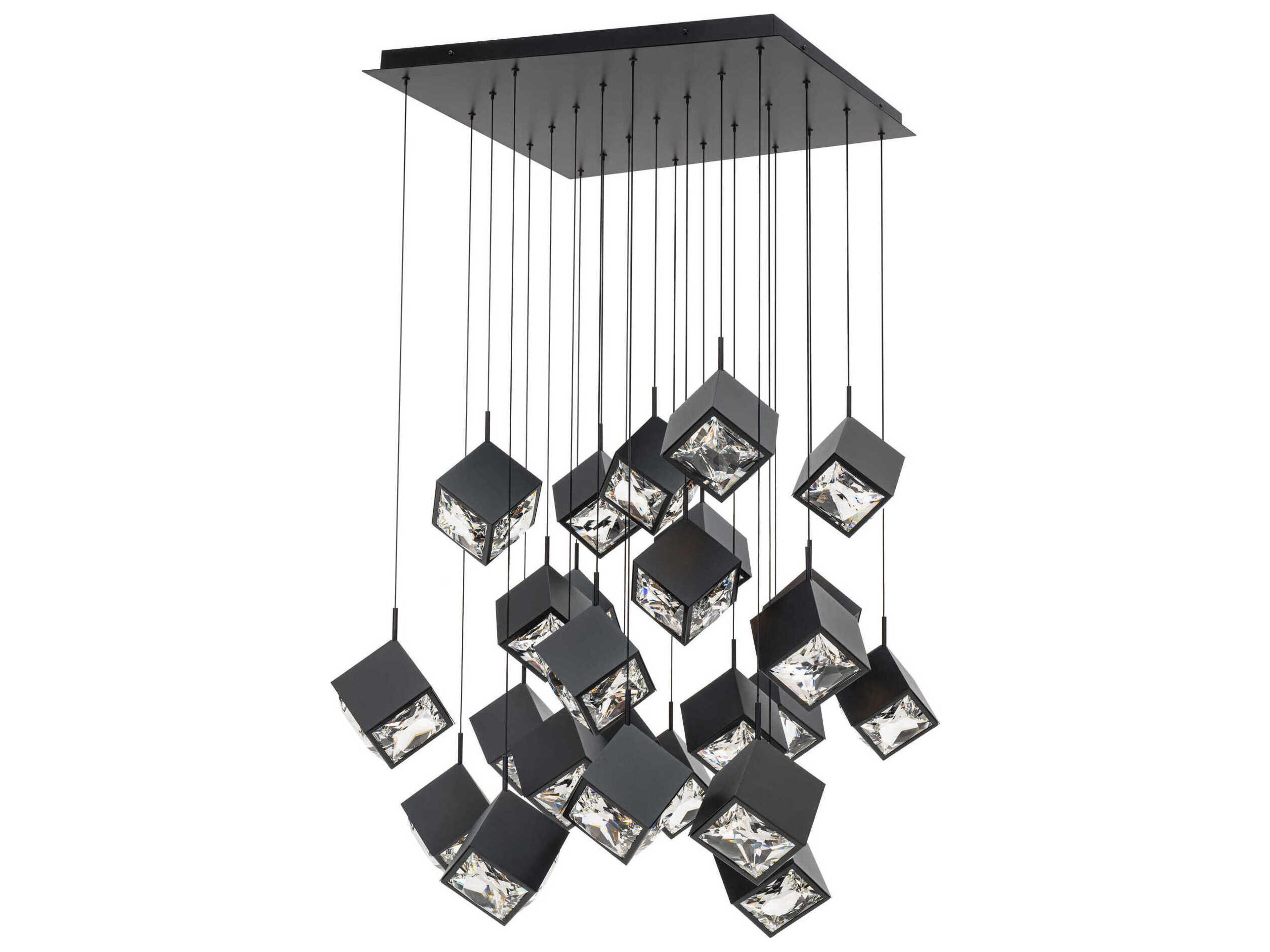 dweLED by WAC Lighting Ice Cube 25-Light Black Geometric Pendant