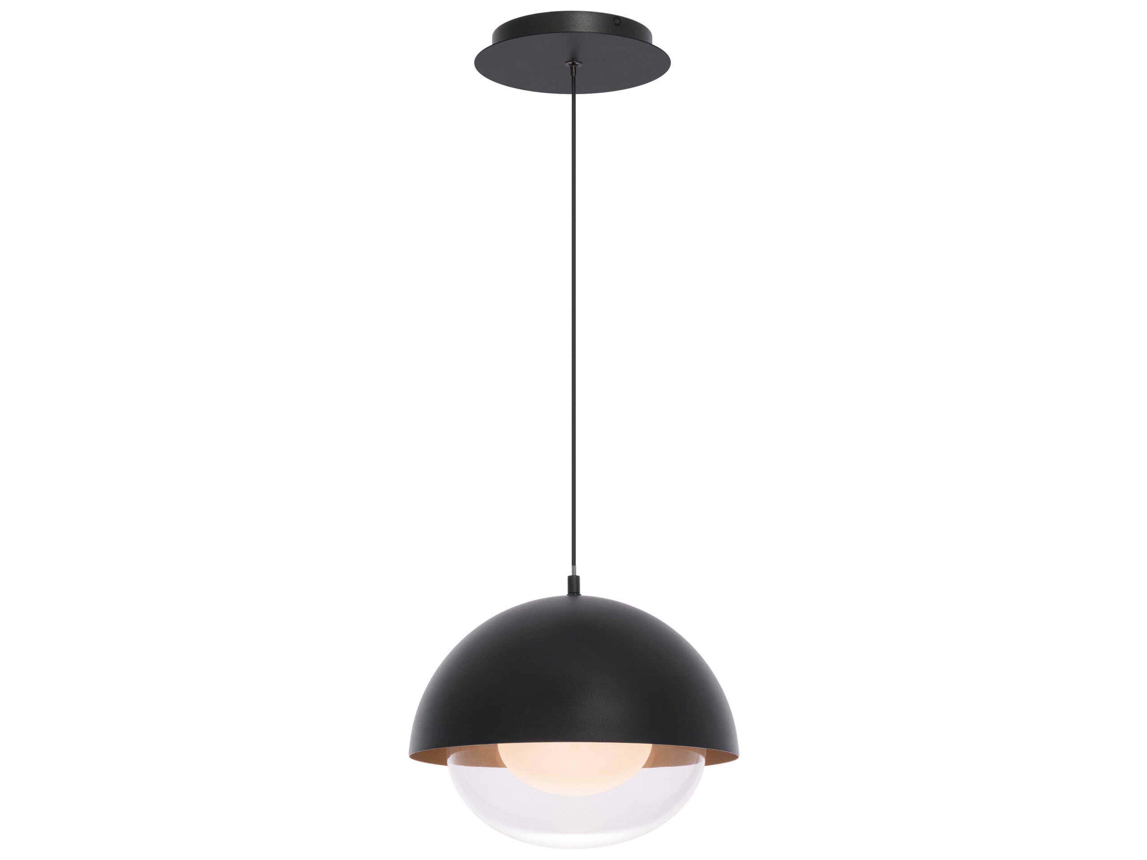 dweLED by WAC Lighting Dome 1-Light Black Gold Glass LED Mini Pendant