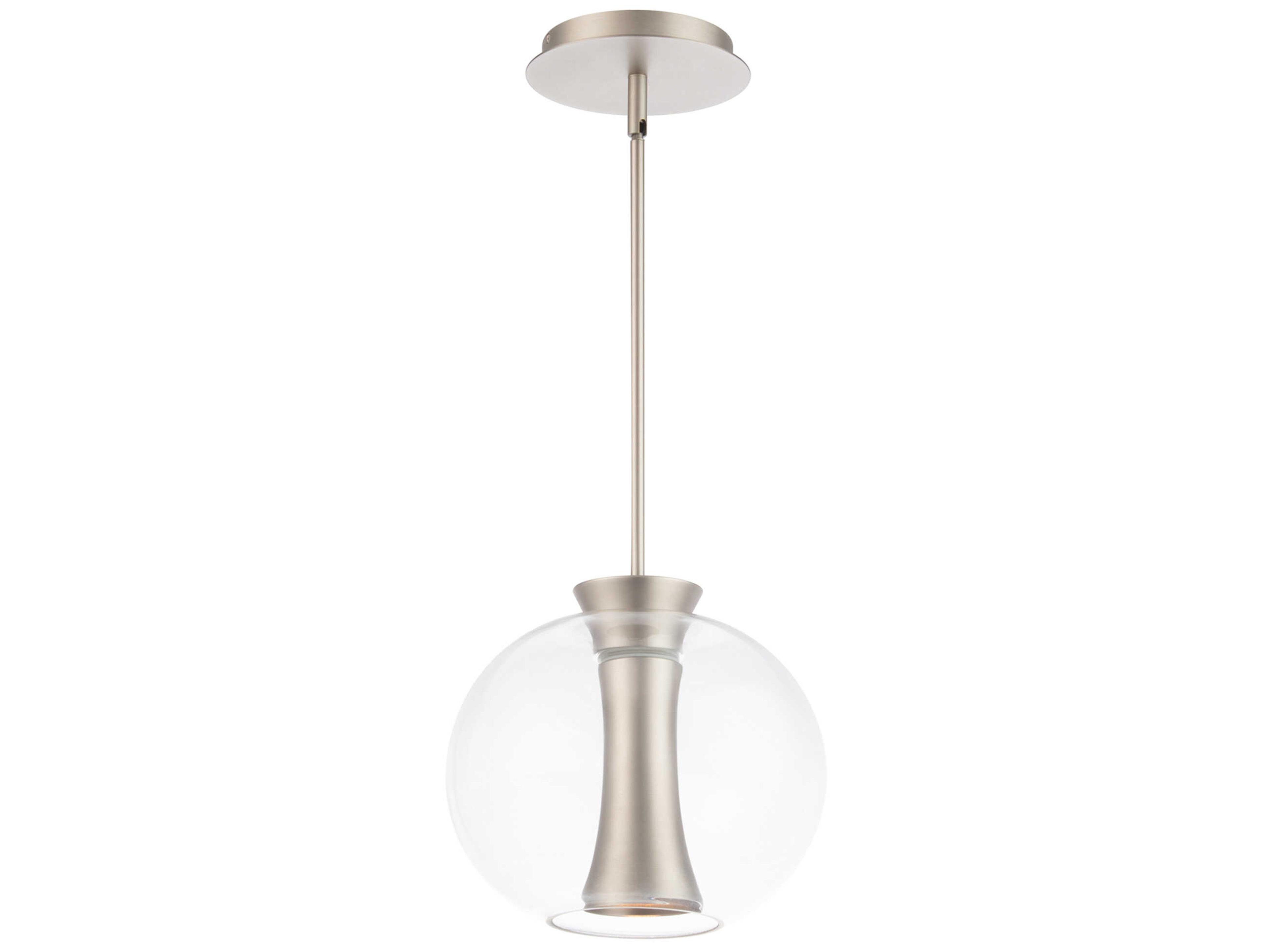 dweLED by WAC Lighting Echo 1-Light Brushed Nickel Glass LED Globe Round Mini Pendant