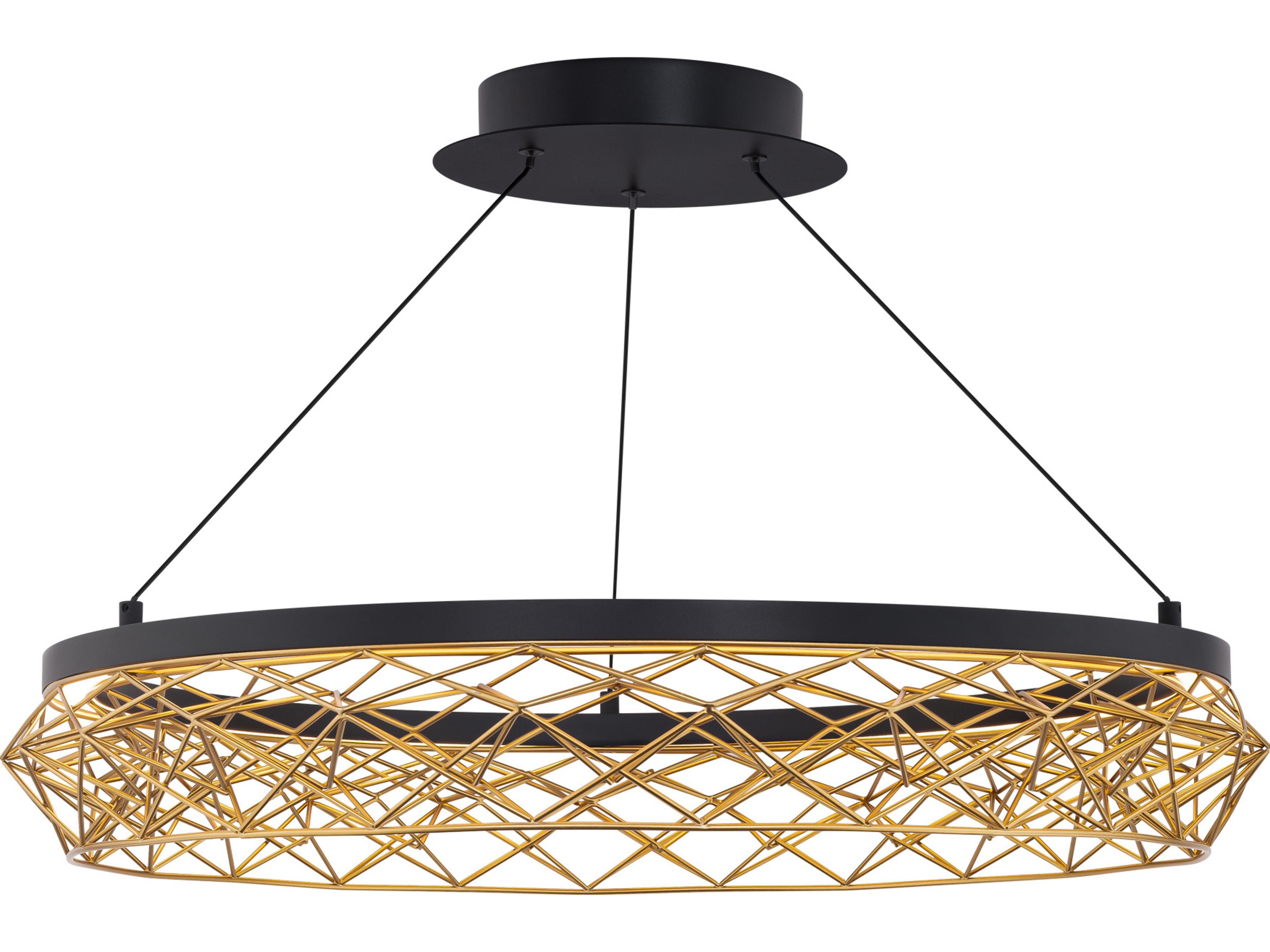 dweLED by WAC Lighting Lacey 1-Light Black gold Geometric Pendant