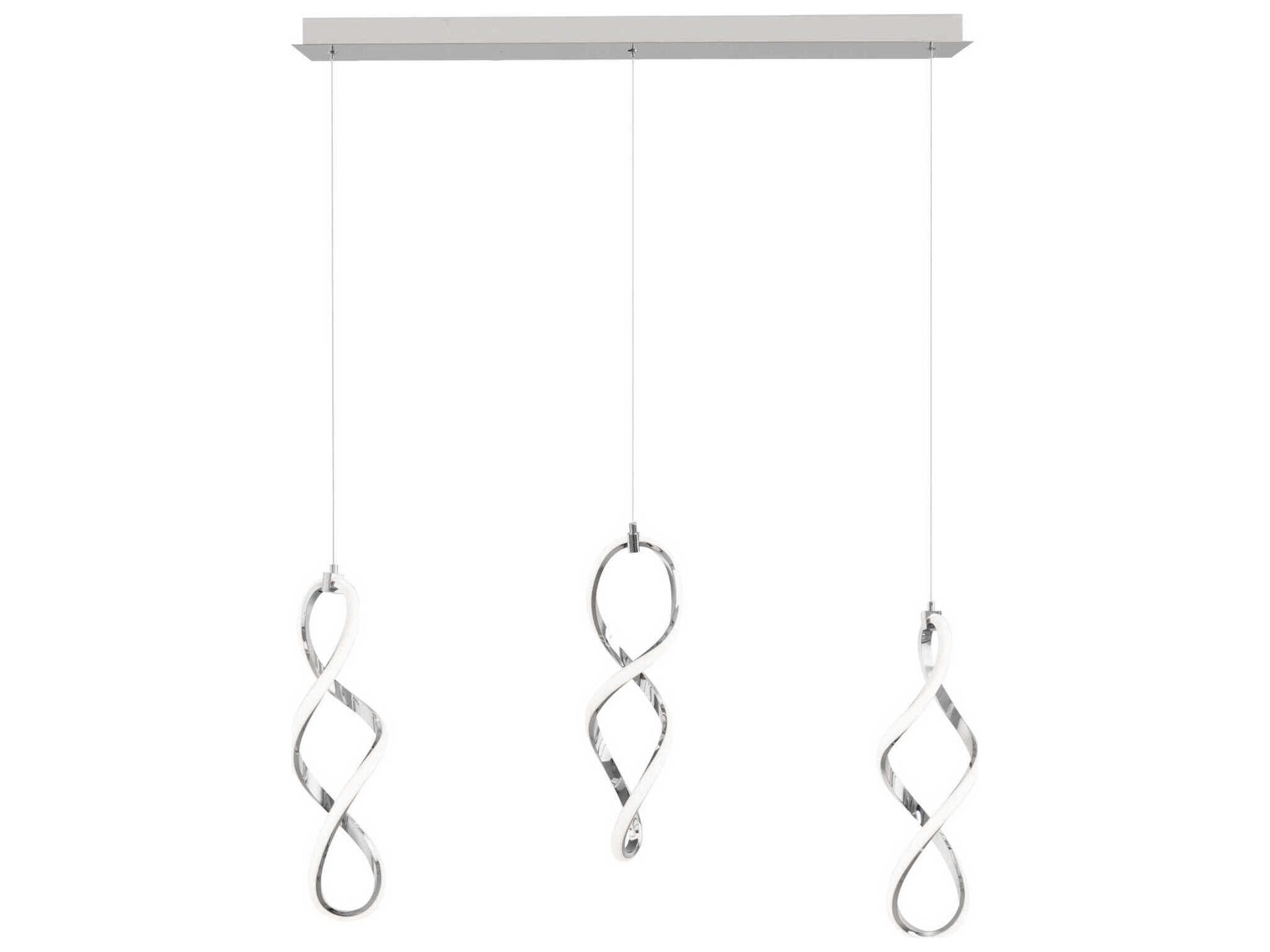 dweLED by WAC Lighting Interlace 3-Light Chrome Island Pendant