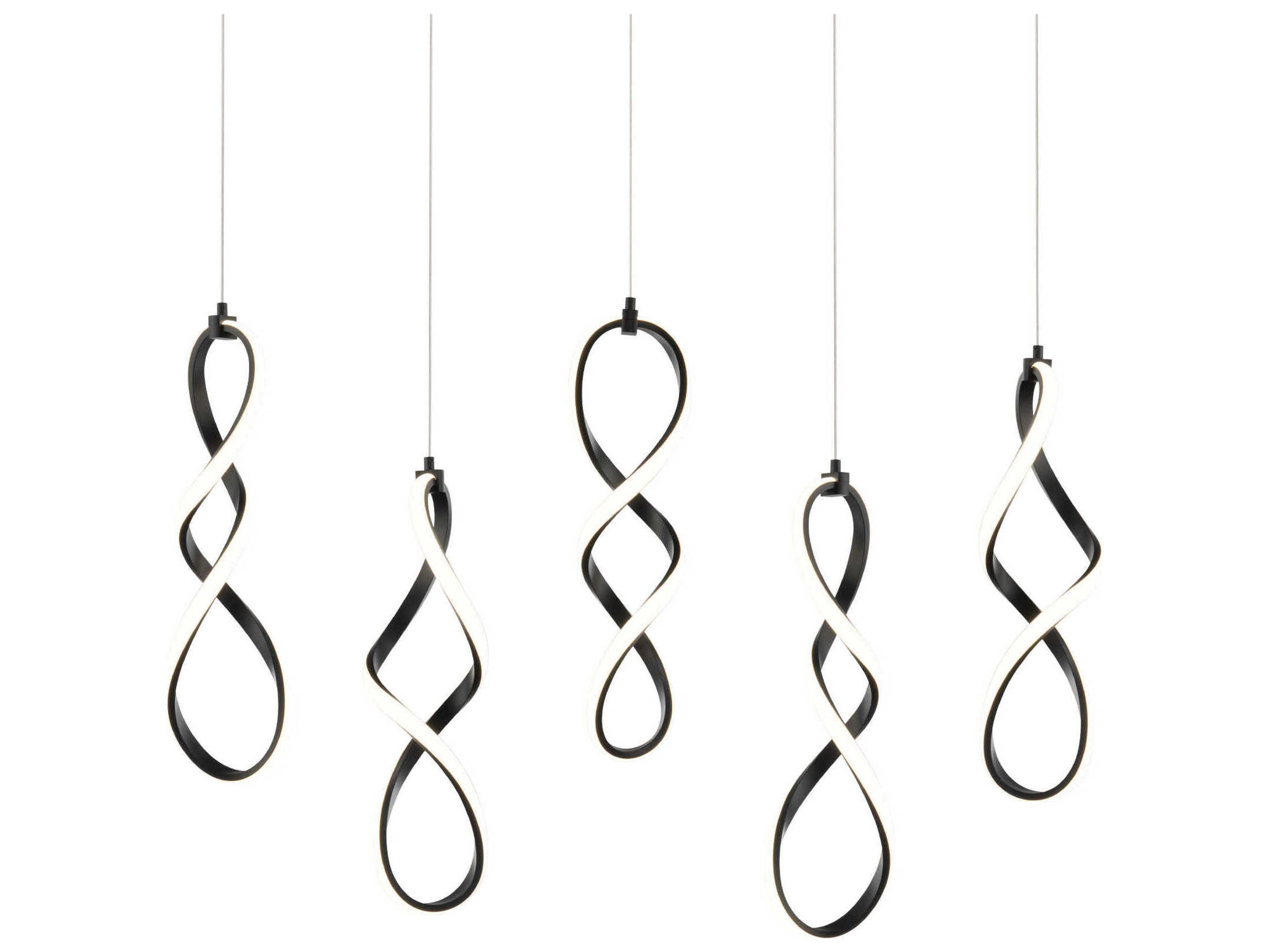 dweLED by WAC Lighting Interlace 5-Light Black Island Pendant