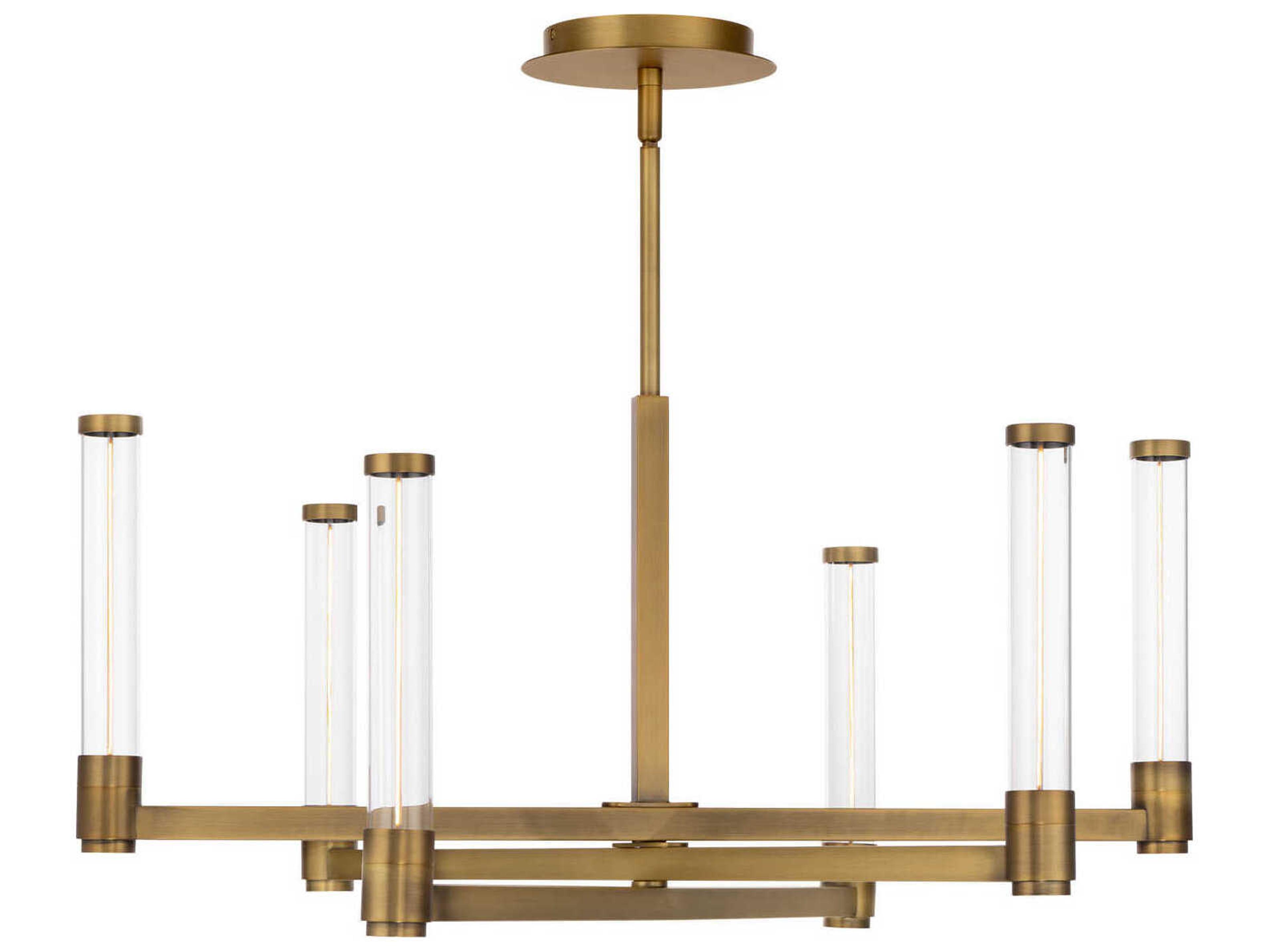 dweLED by WAC Lighting Jedi 6-Light Aged Brass Glass LED Cylinder Chandelier