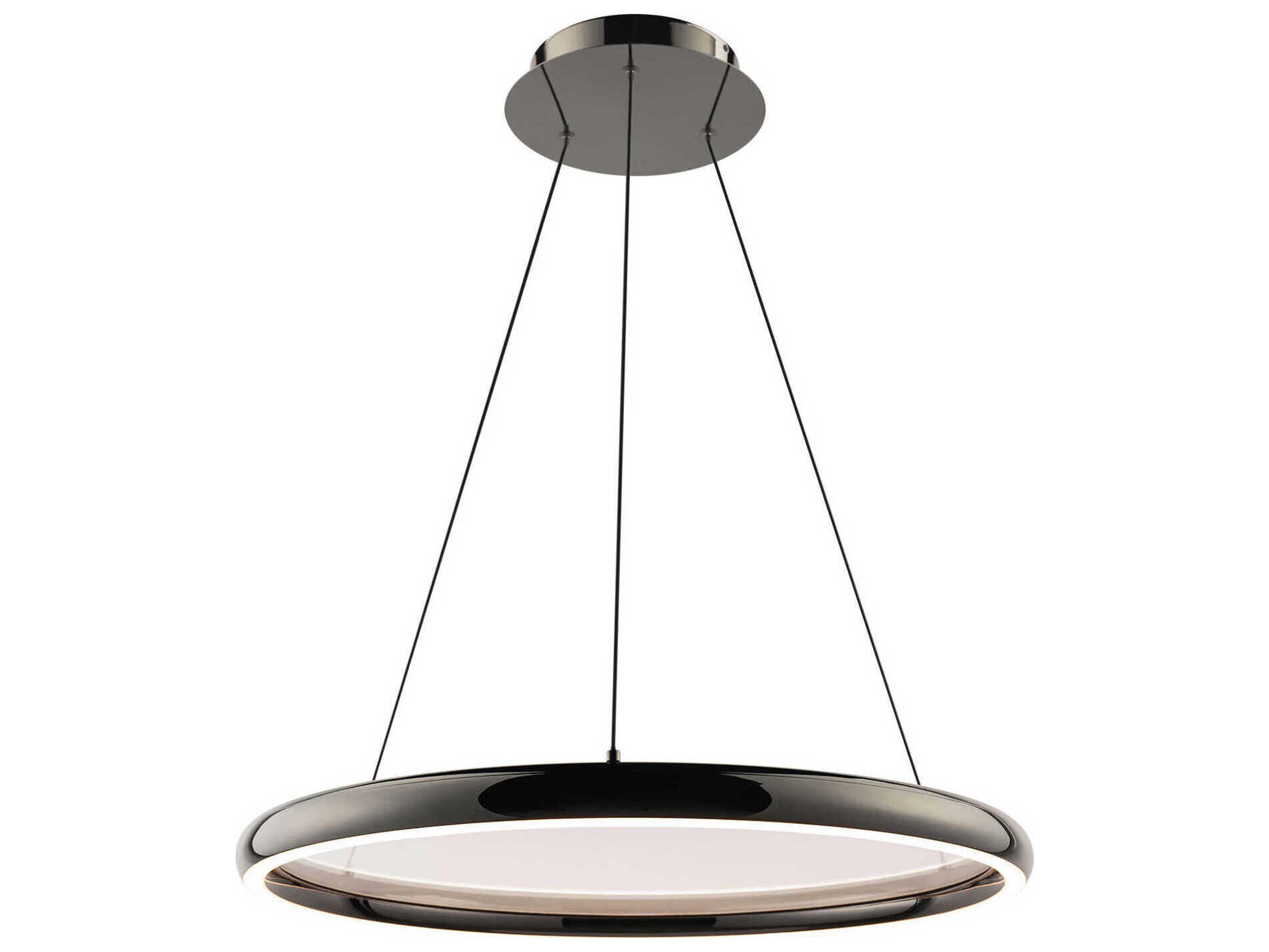 dweLED by WAC Lighting Huxley 1-Light Black Chrome Round Pendant