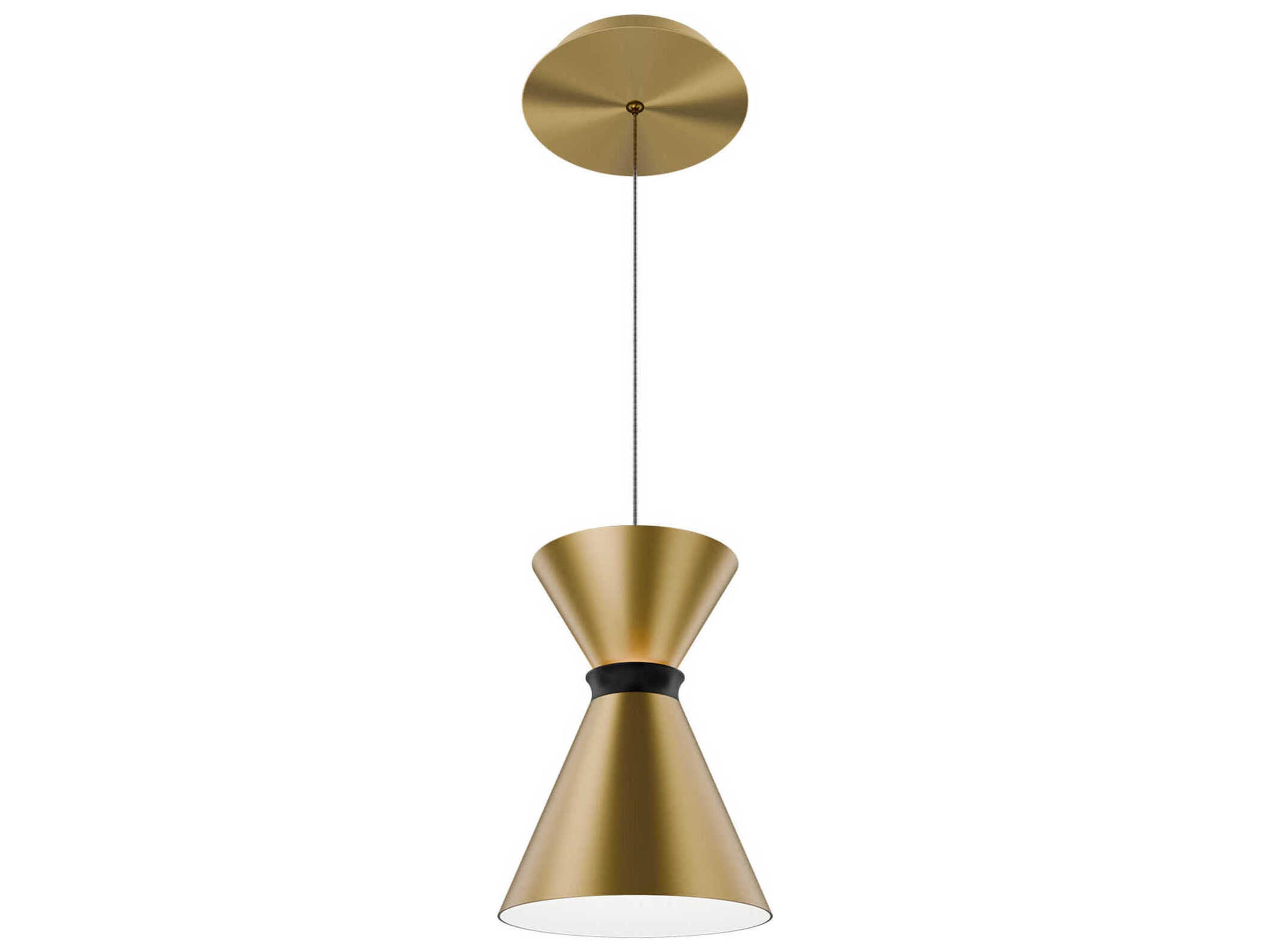 dweLED by WAC Lighting Pin Up 1-Light Aged Brass Black Mini Pendant
