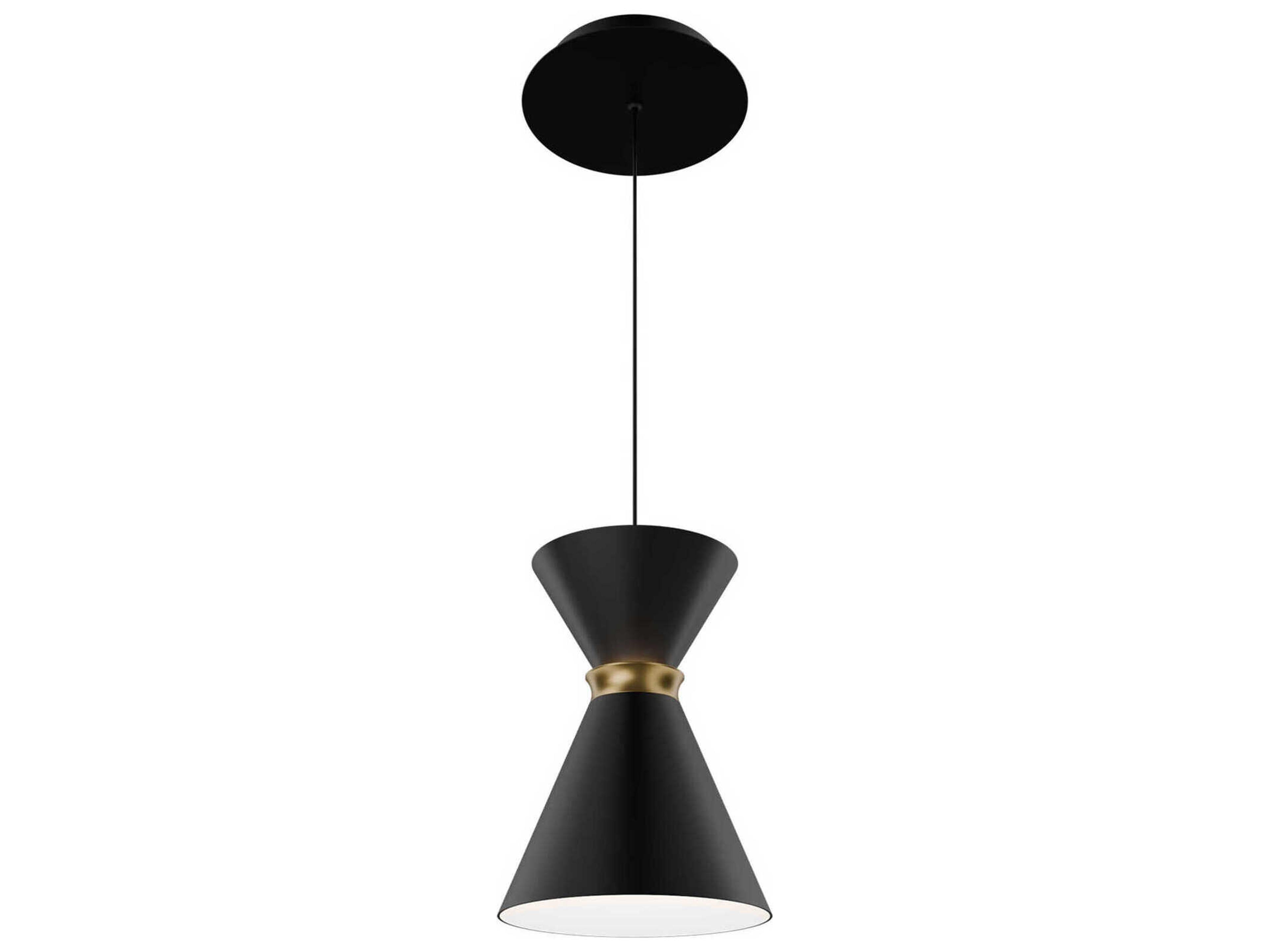 dweLED by WAC Lighting Pin Up 1-Light Black Aged Brass Mini Pendant