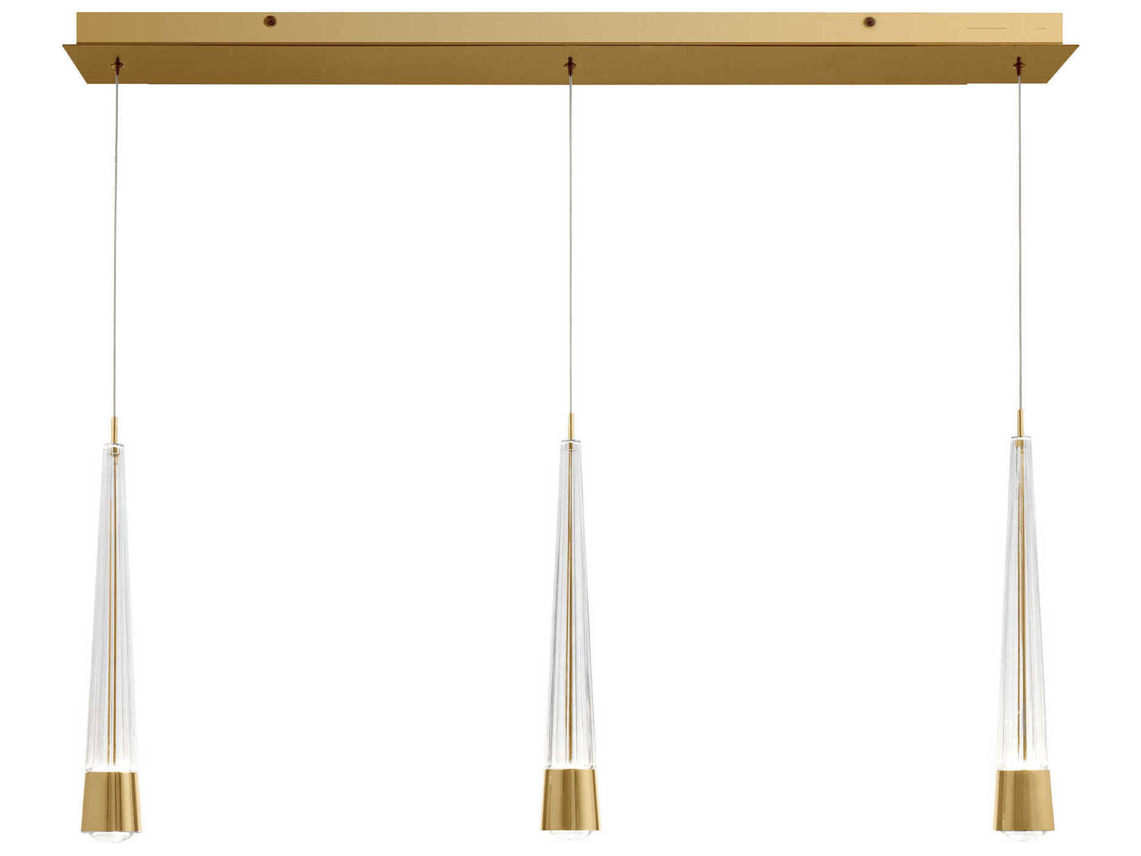 dweLED by WAC Lighting Quill 3-Light Aged Brass Linear Island Pendant