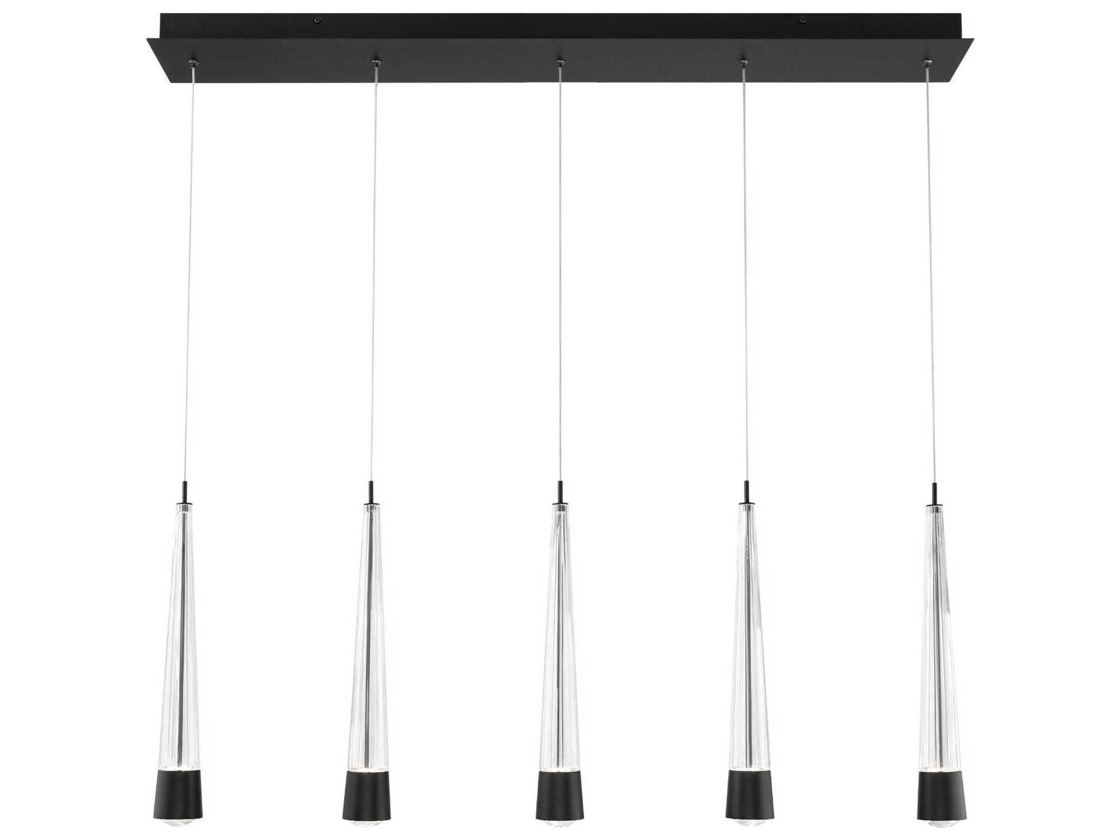 dweLED by WAC Lighting Quill 5-Light Black Linear Island Pendant
