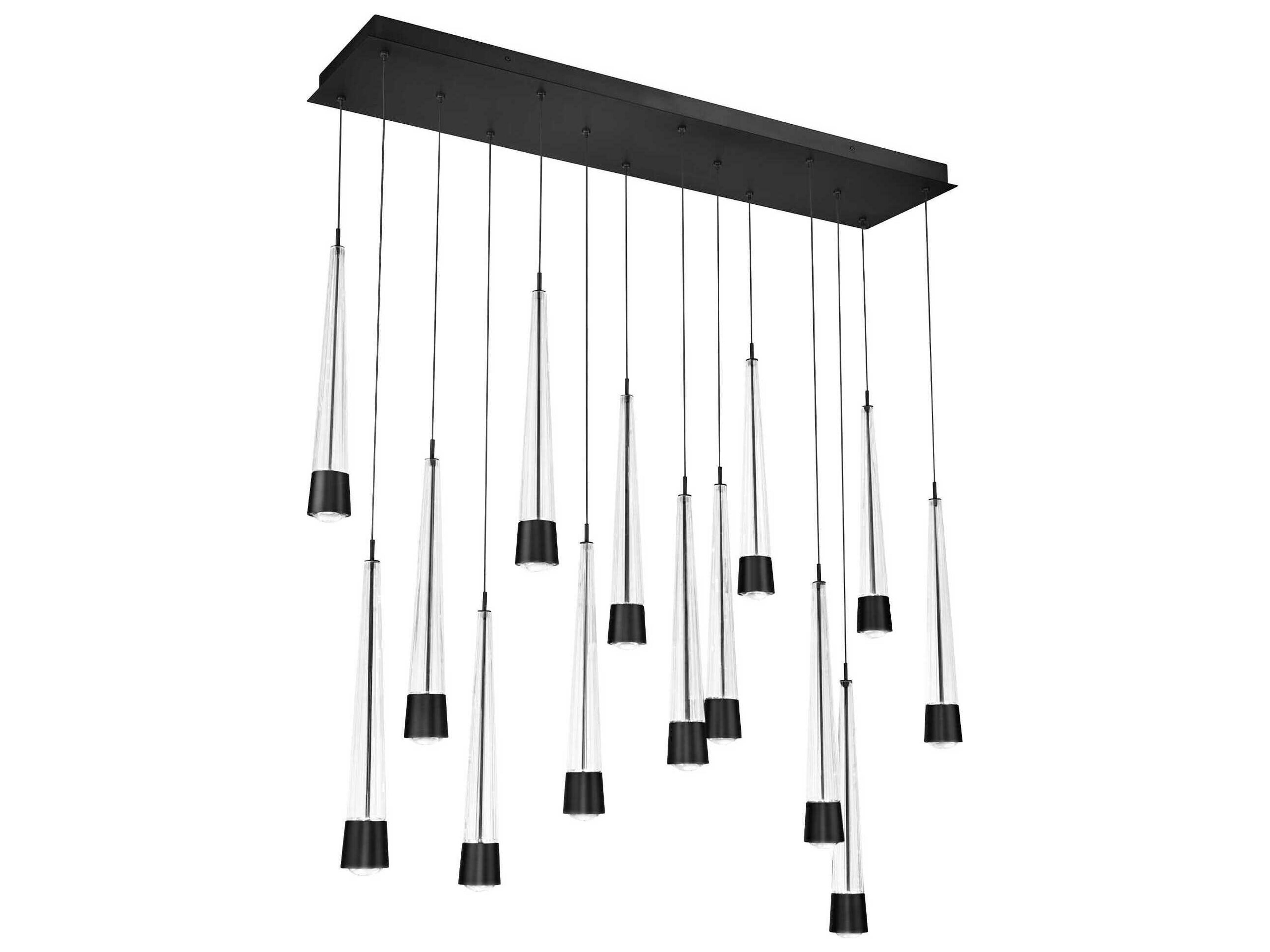 dweLED by WAC Lighting Quill 14-Light Black Linear Island Pendant