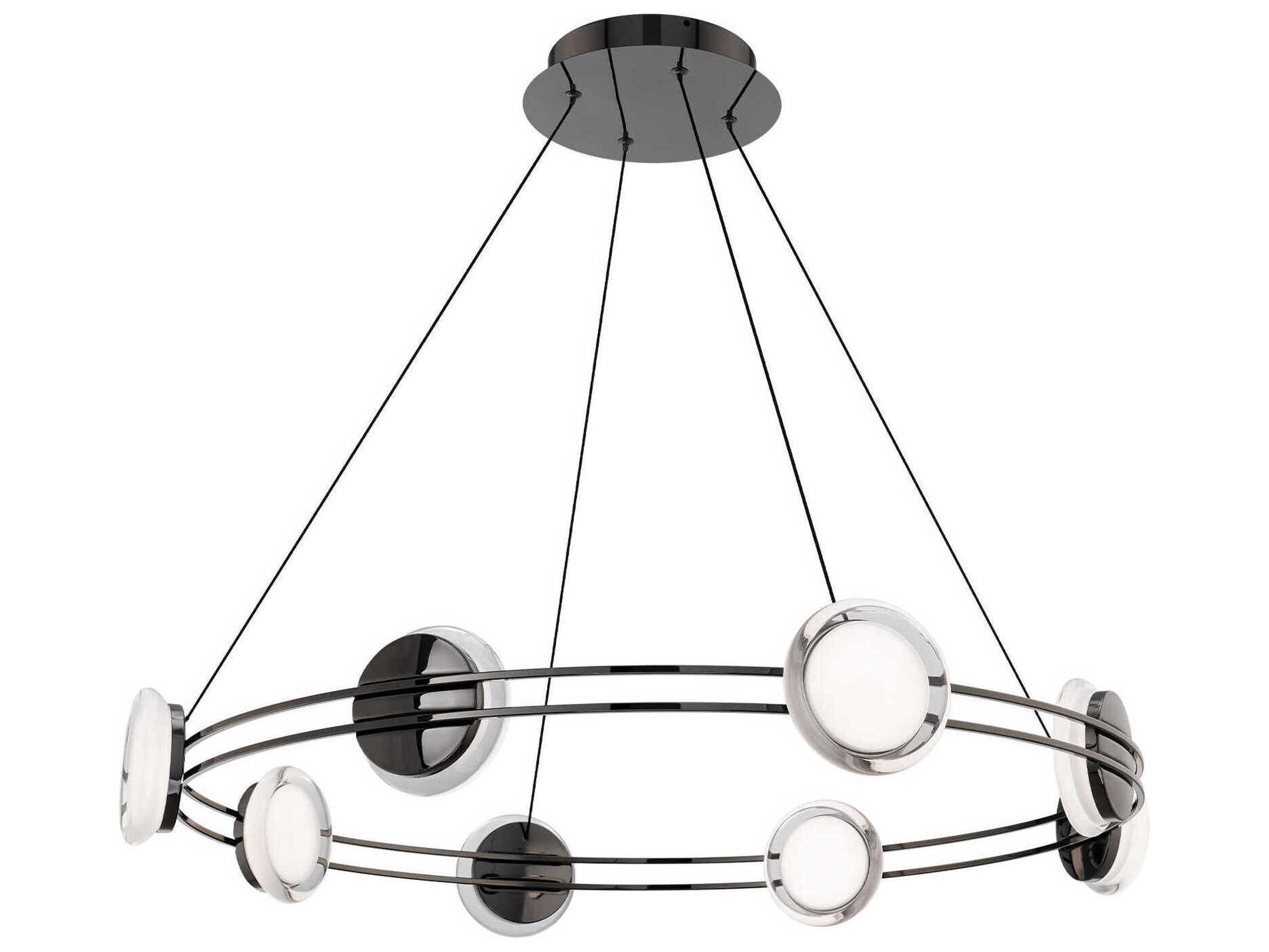 dweLED by WAC Lighting Bracelet 8-Light Black Chrome Linear Round Pendant