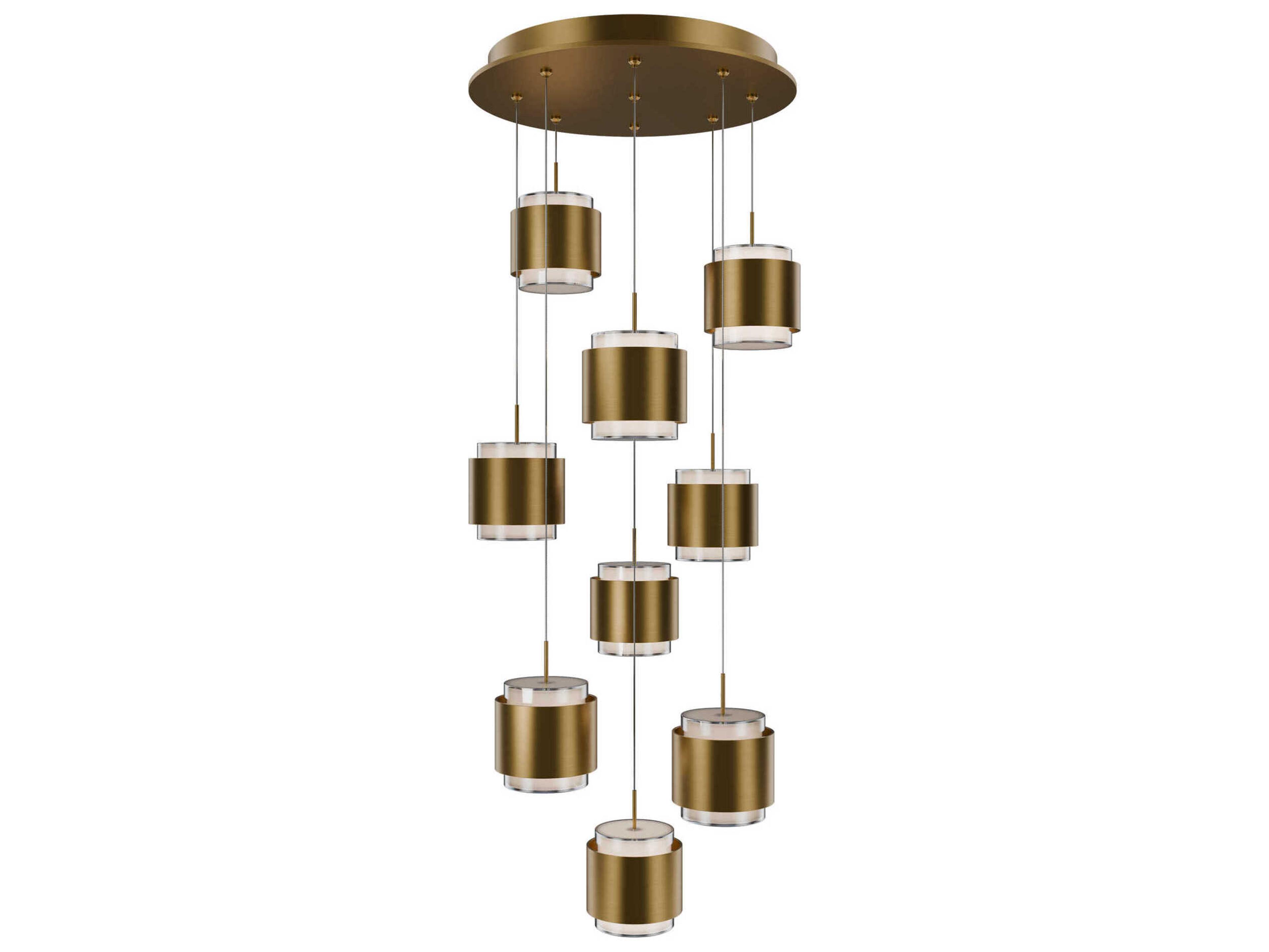 dweLED by WAC Lighting Banded 9-Light Aged Brass Pendant