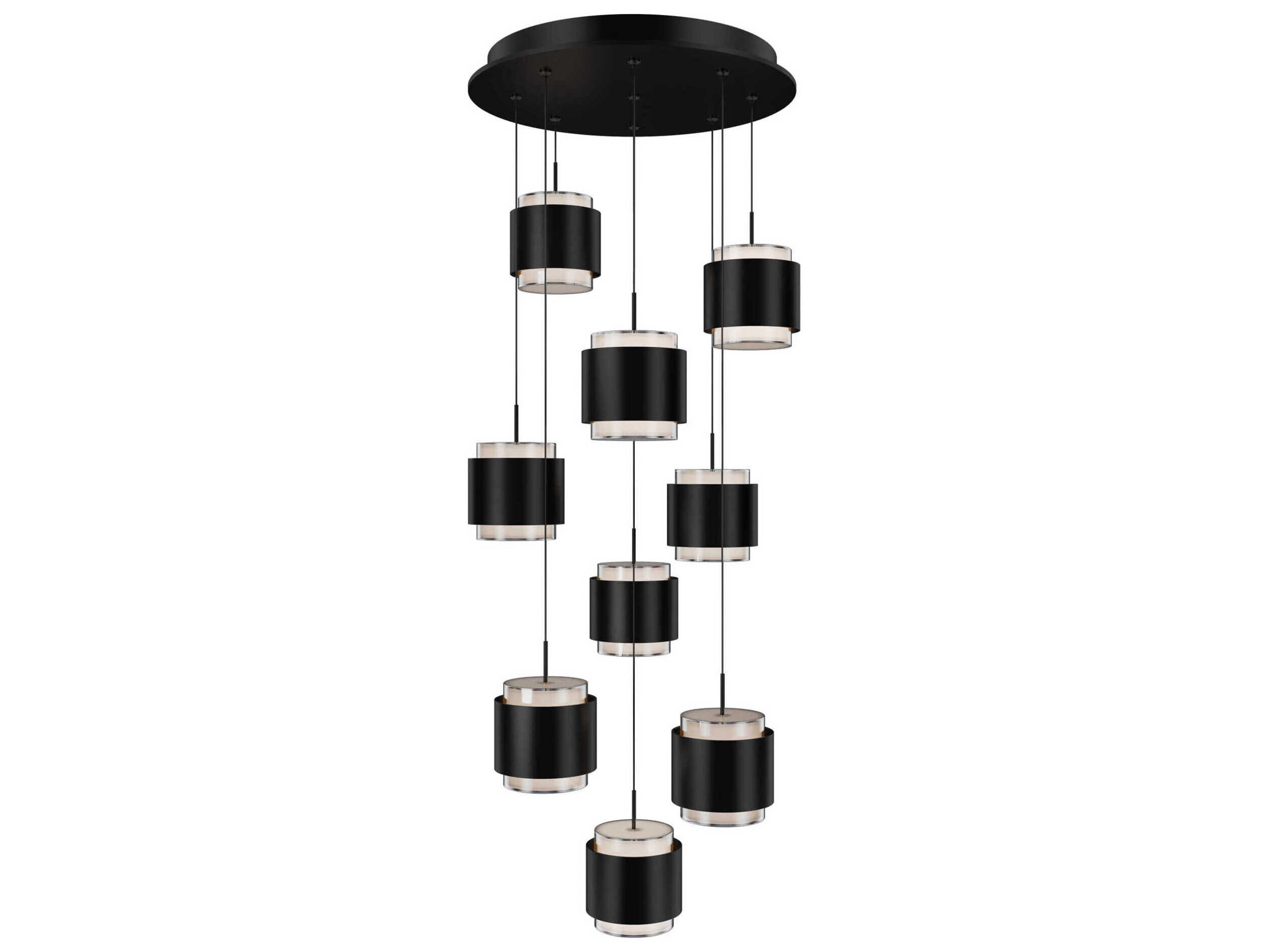 dweLED by WAC Lighting Banded 9-Light Black Pendant