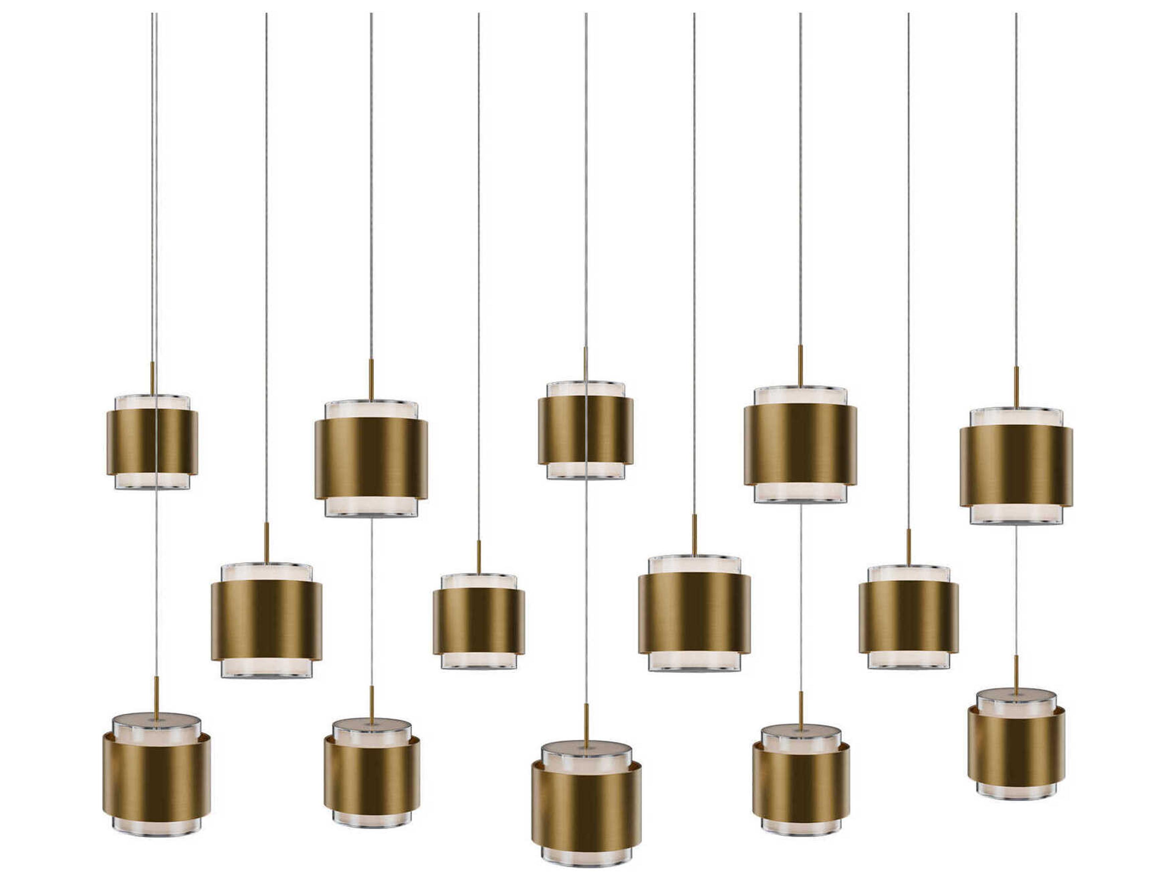 dweLED by WAC Lighting Banded 14-Light Aged Brass Island Pendant